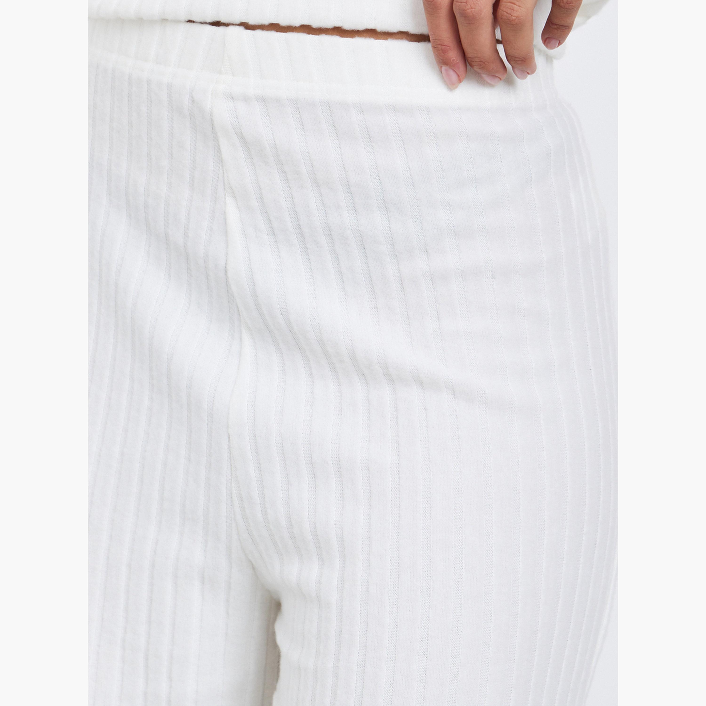 Styli Women Off White Ribbed Knit Wide Leg Pants-women-clothing-bottoms-trousers-image-3