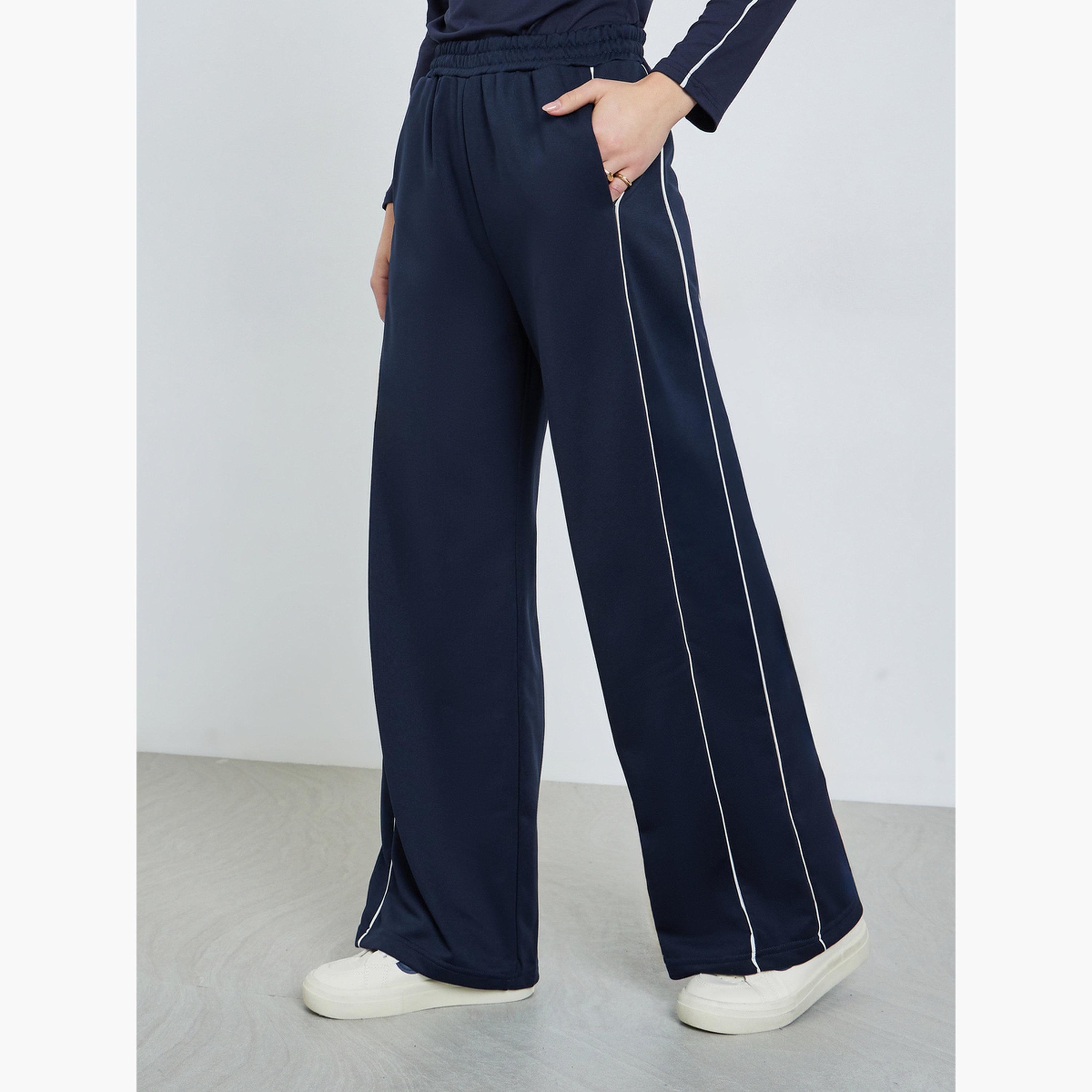 بنطال جوغر بأرجل واسعة وشريط جانبي-women-clothing-bottoms-joggers-image-1