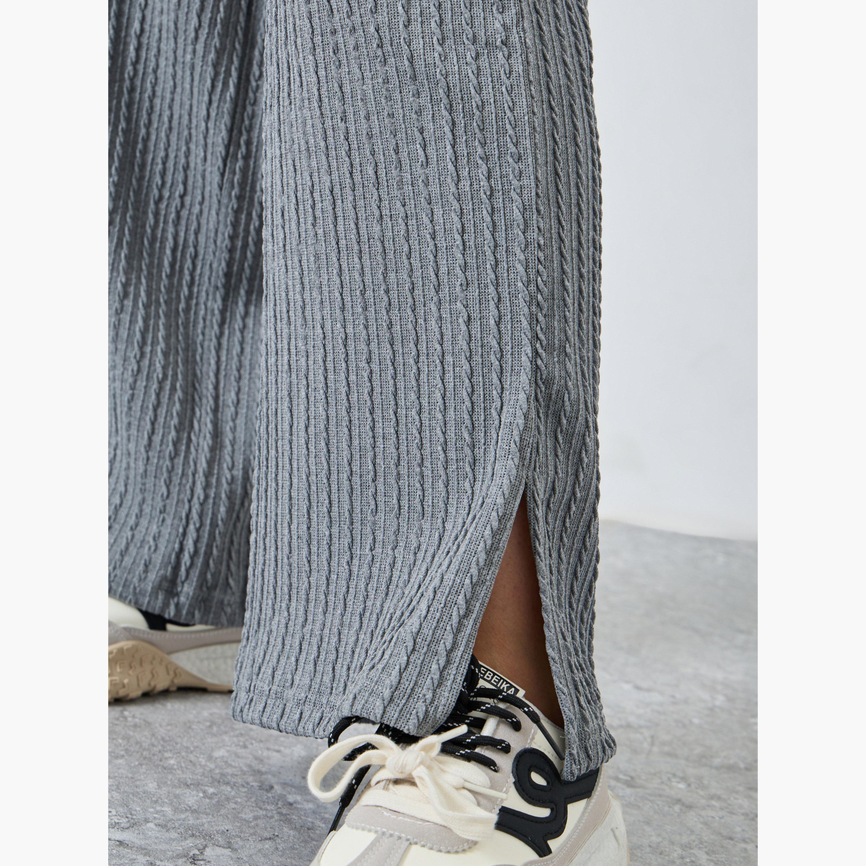 ستايلي - بنطال رياضي كابل رمادي اللون بقصّة ساق مستقيمة-women-clothing-bottoms-joggers-image-4