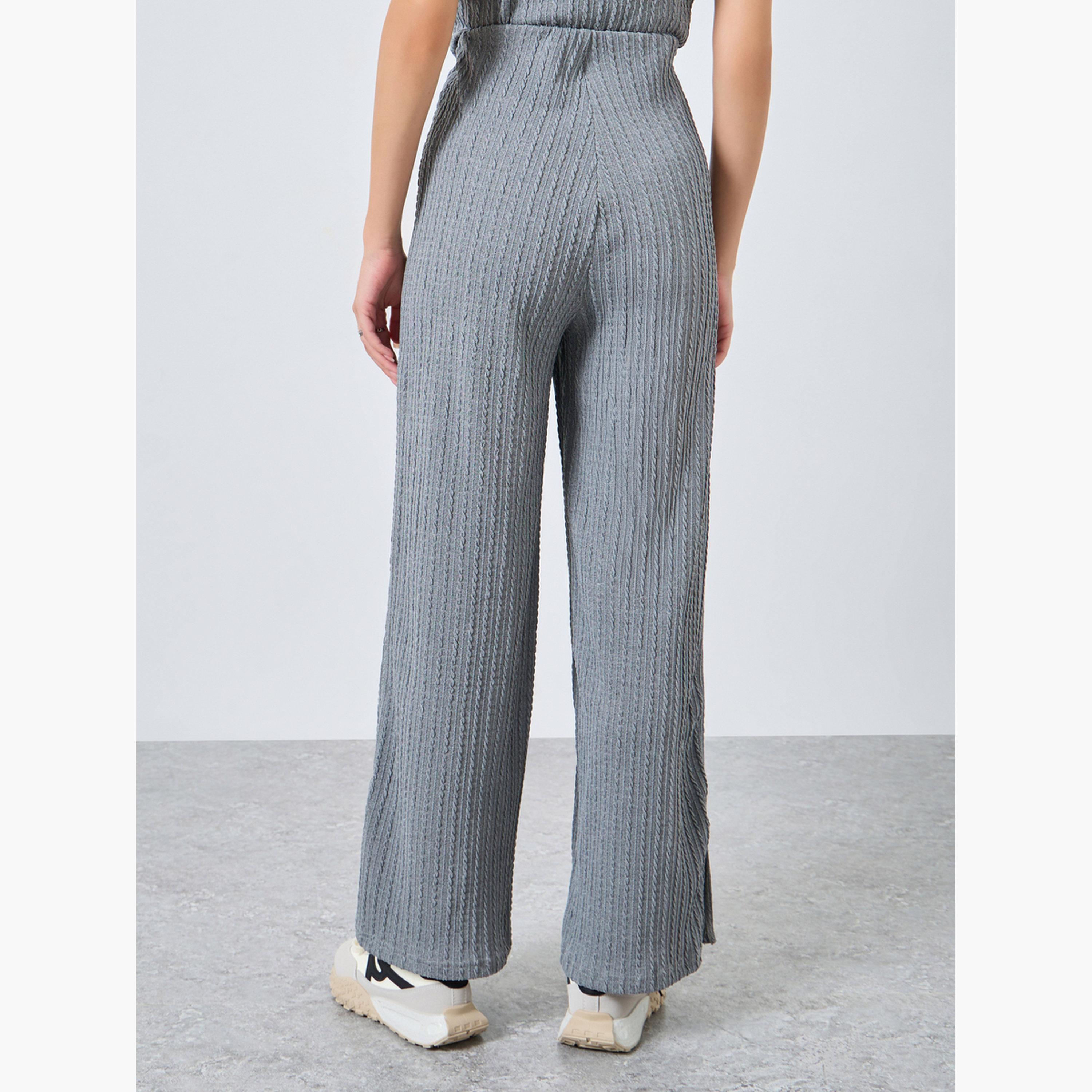 ستايلي - بنطال رياضي كابل رمادي اللون بقصّة ساق مستقيمة-women-clothing-bottoms-joggers-image-5