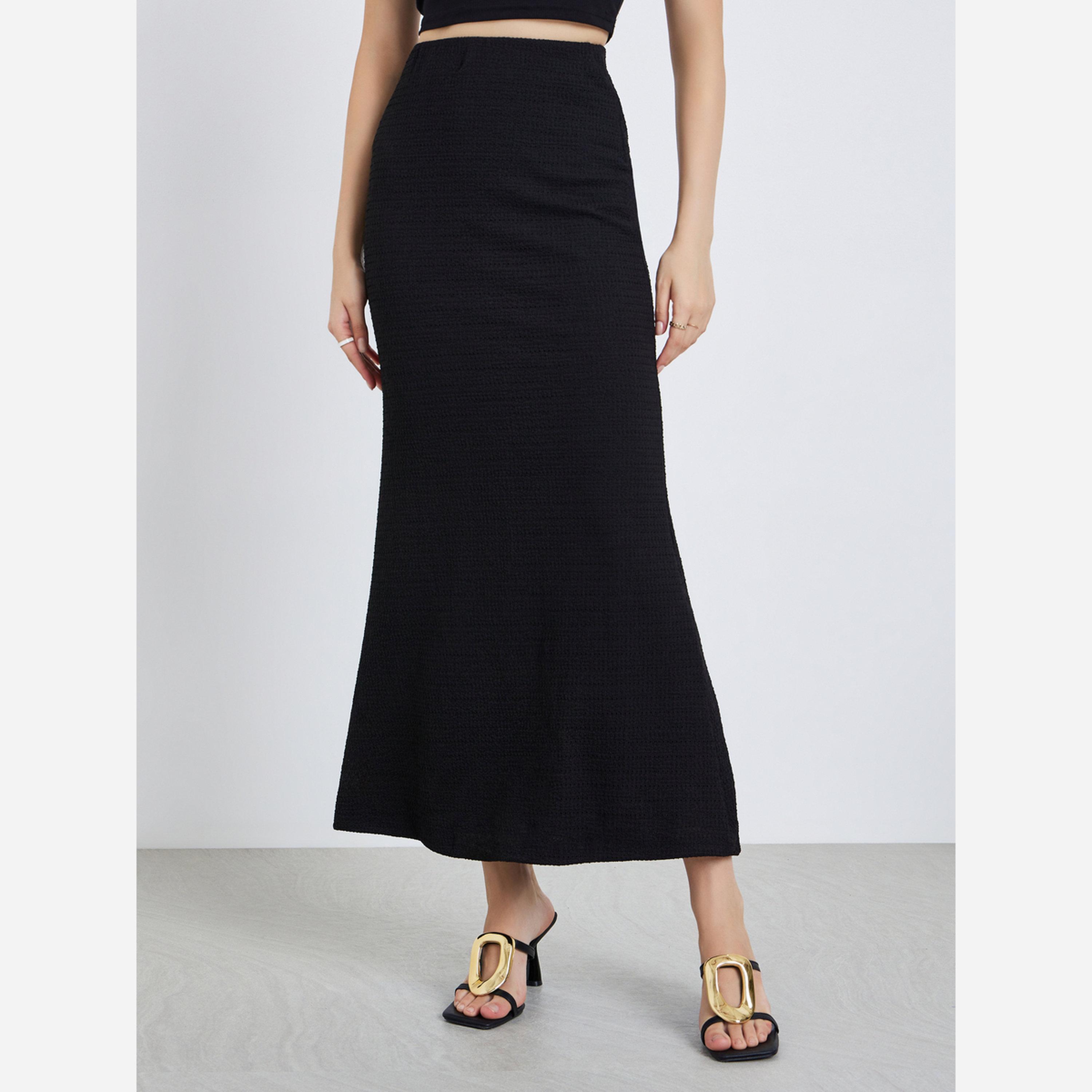 Styli Women Black Maxi Bodycon Skirt-women-clothing-bottoms-skirts-image-1