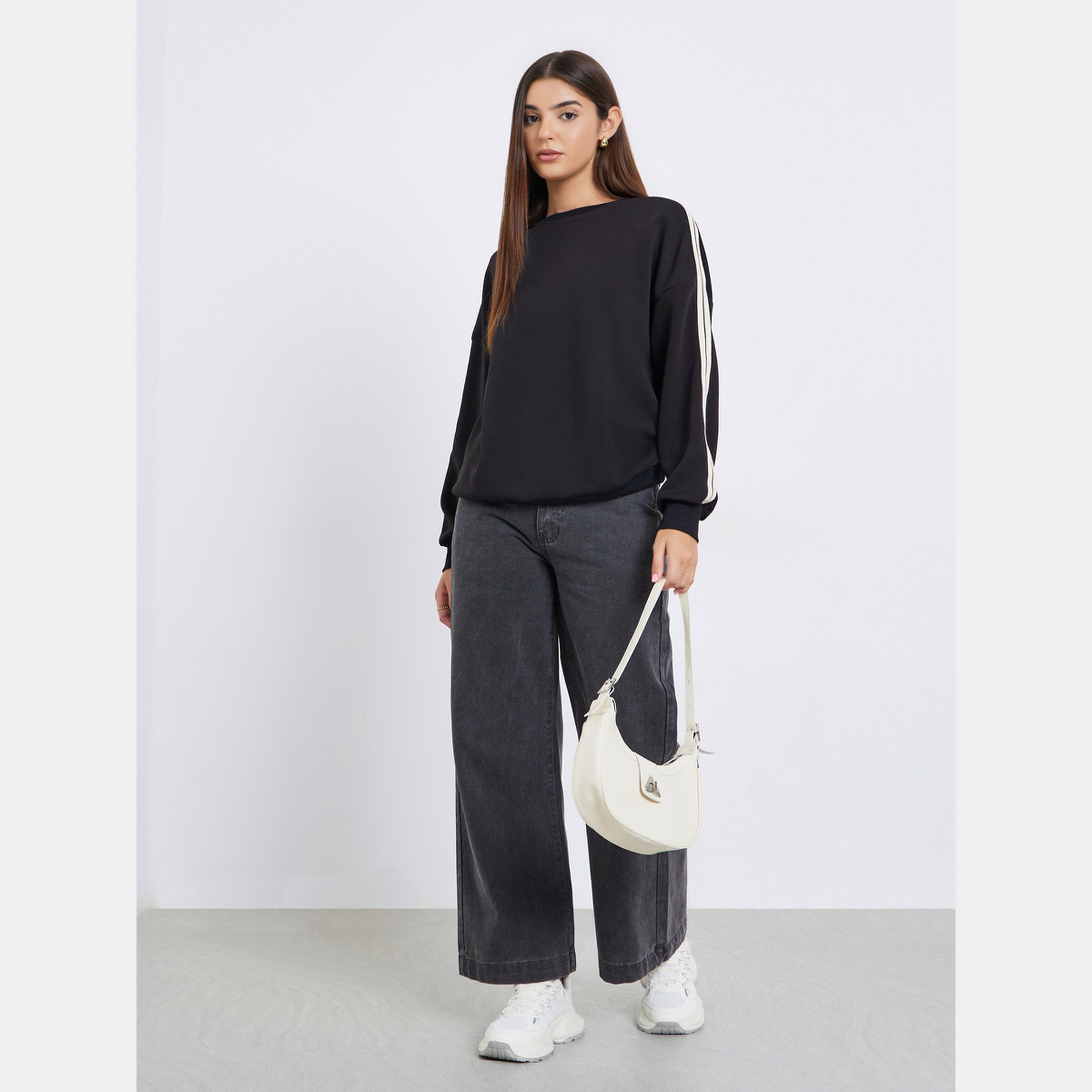 Styli Oversized Longline Sweatshirt with Taping Detail-women-clothing-hoodiesandsweatshirts-sweatshirts-image-2