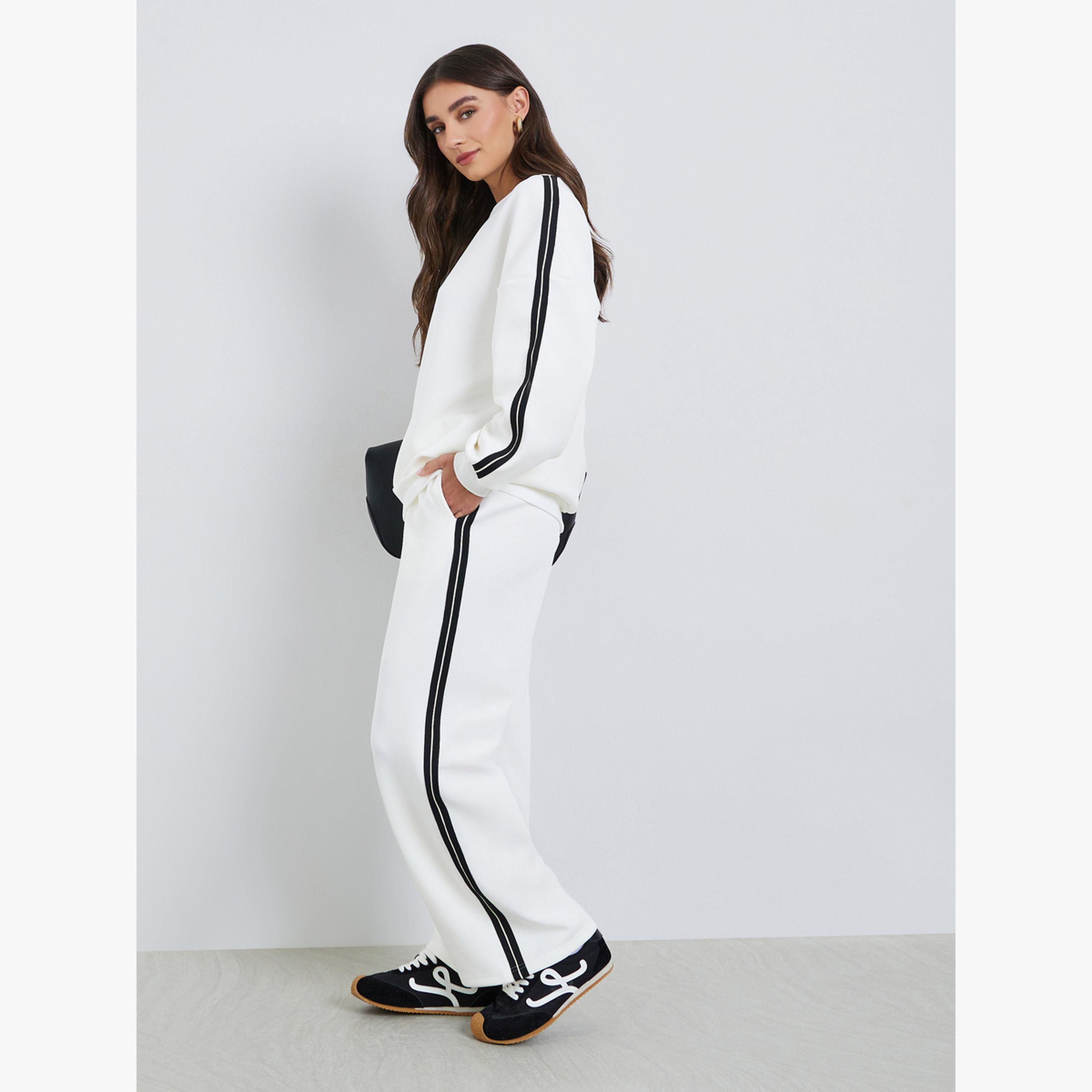 Styli Women Off-White Side Stripe Joggers-women-clothing-bottoms-joggers-image-2