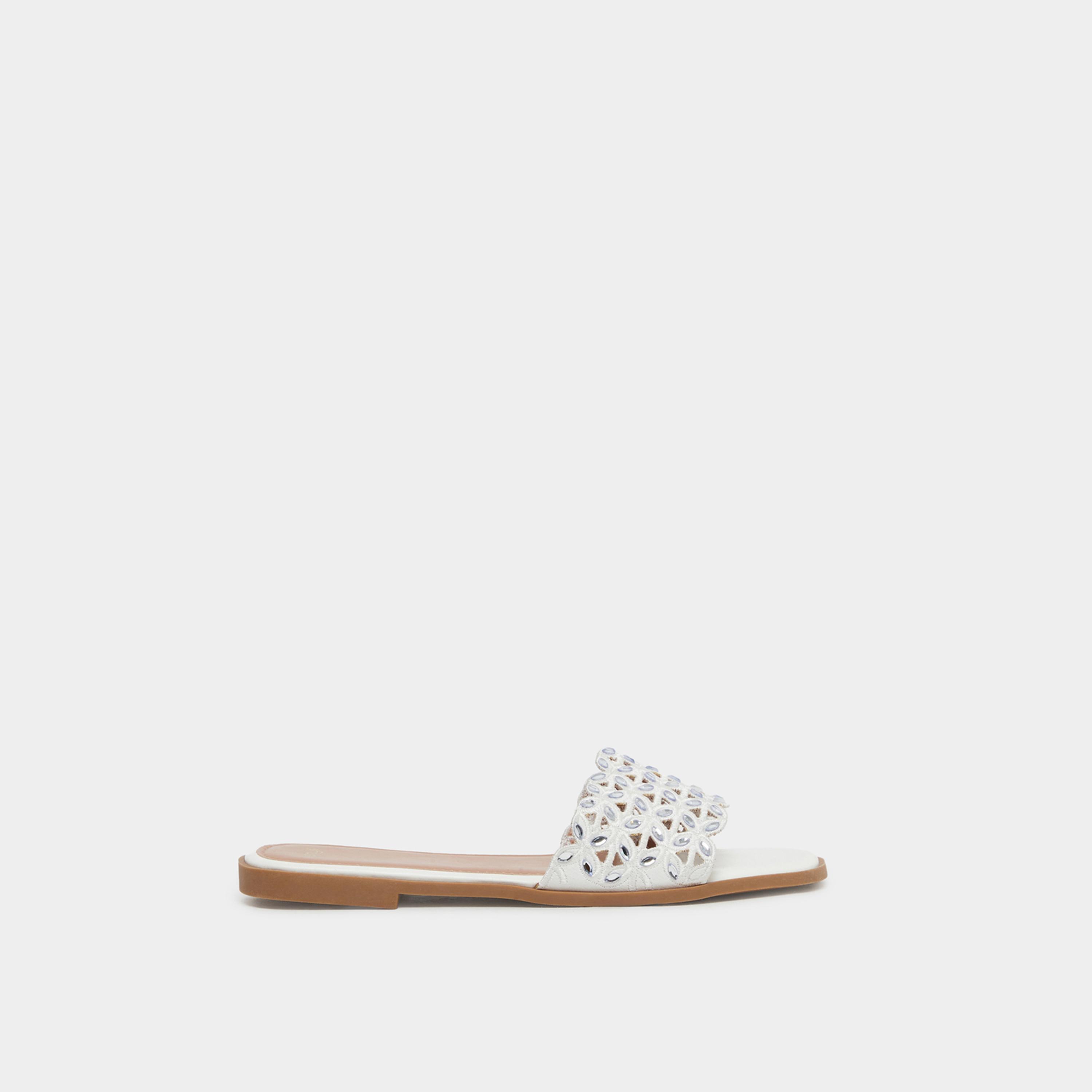 Styli White Embellished Flat Sandals-women-shoes-sandals-flats-image-3