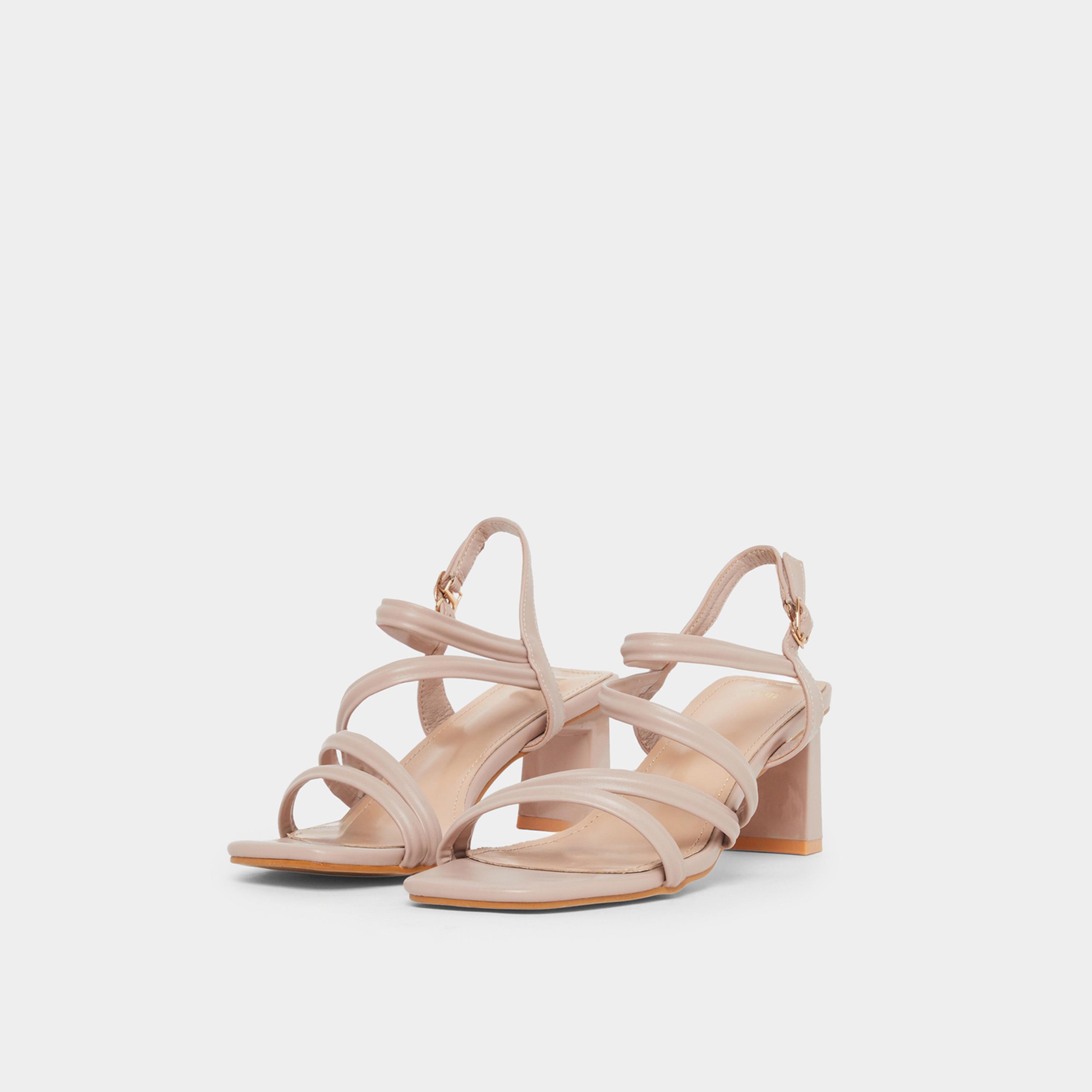ستايلي - صندل بكعب عريض وأحزمة سادة للنساء-women-shoes-sandals-heeled-image-1