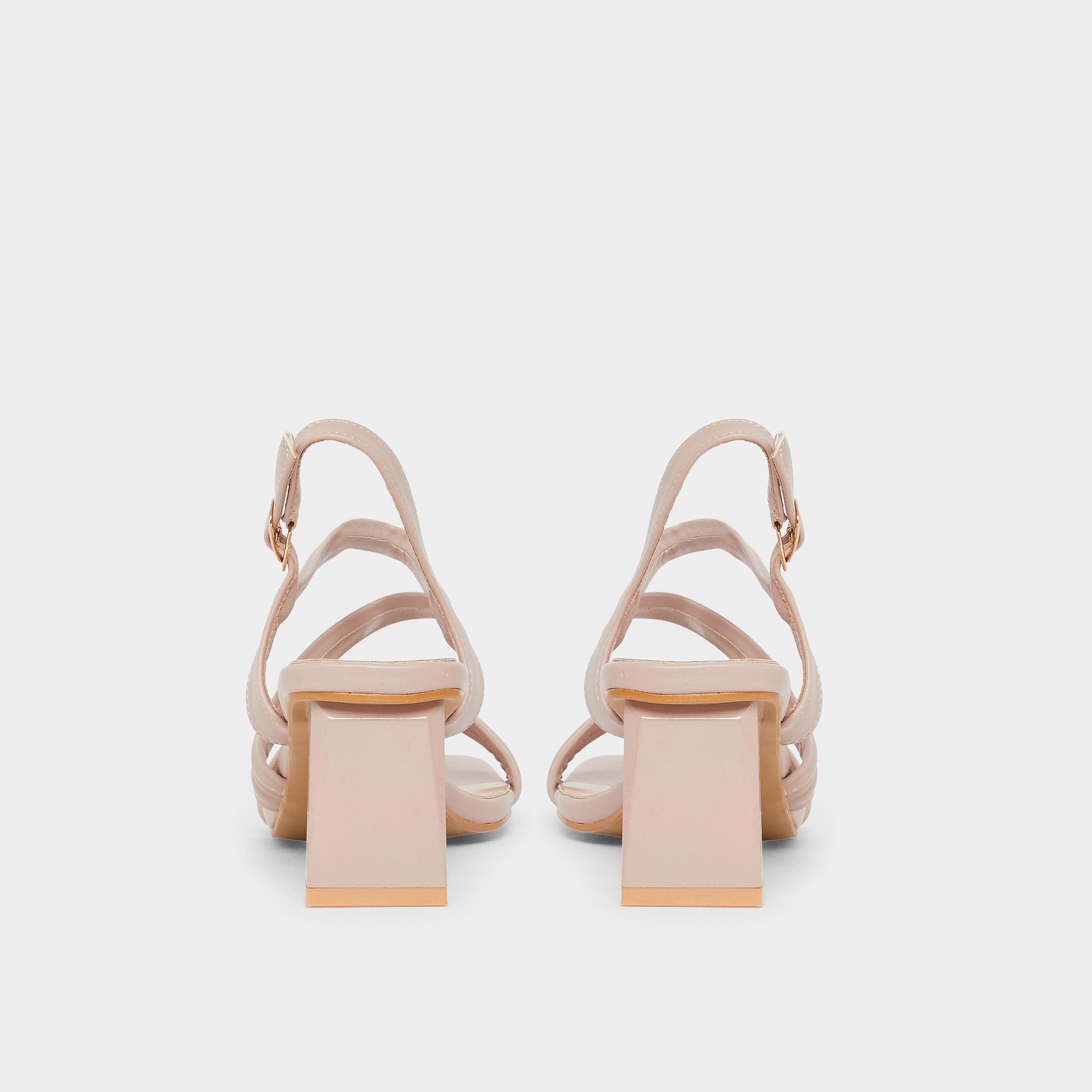 ستايلي - صندل بكعب عريض وأحزمة سادة للنساء-women-shoes-sandals-heeled-image-5