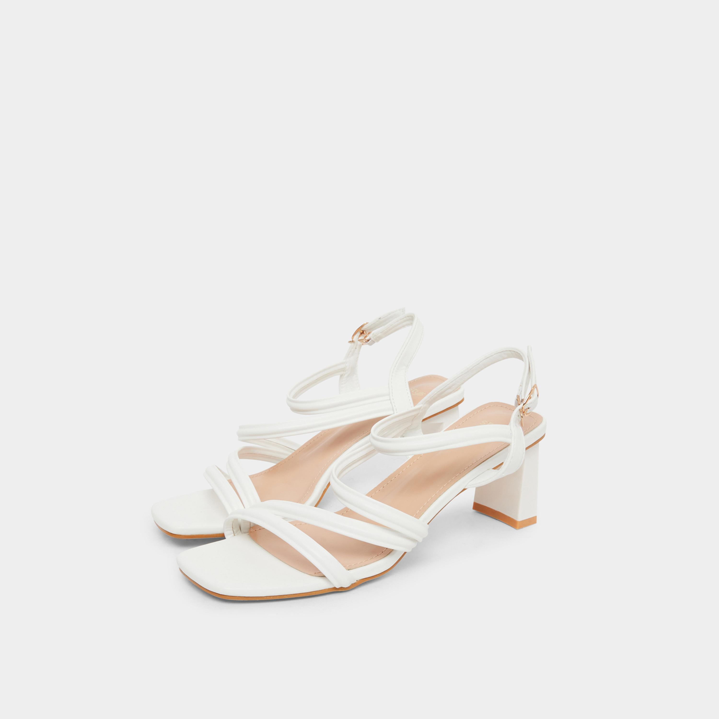Styli Women White Strappy Block Heel Sandals-women-shoes-sandals-heeled-image-1