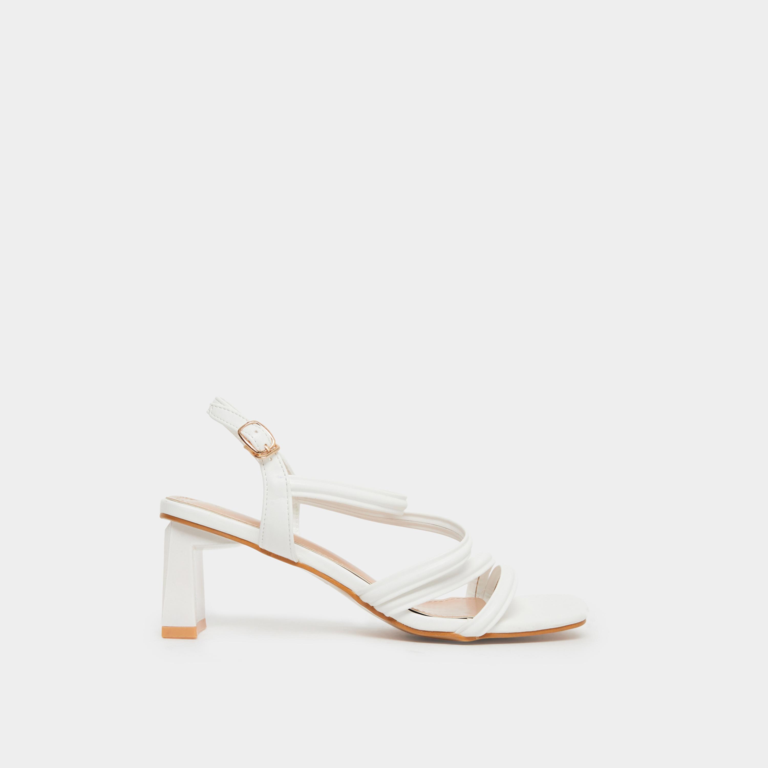 ستايلي - صندل أبيض بكعب عريض وأحزمة للنساء-women-shoes-sandals-heeled-image-3