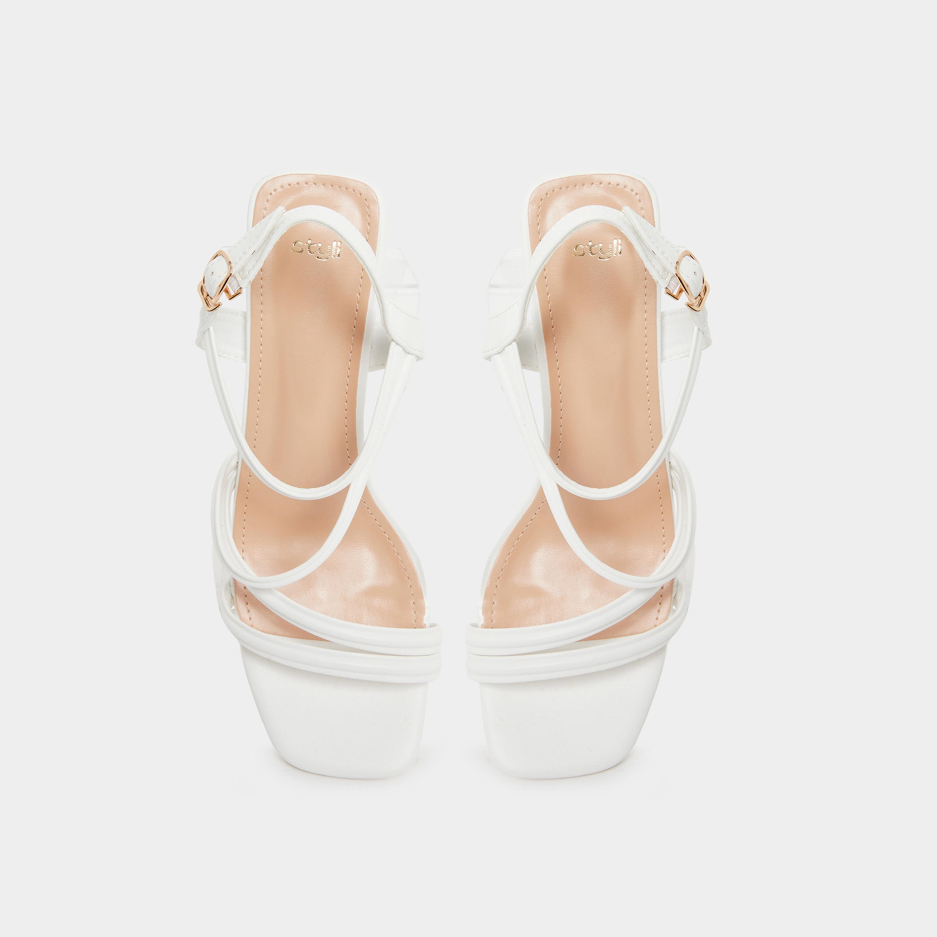 Styli Women White Strappy Block Heel Sandals-women-shoes-sandals-heeled-image-6