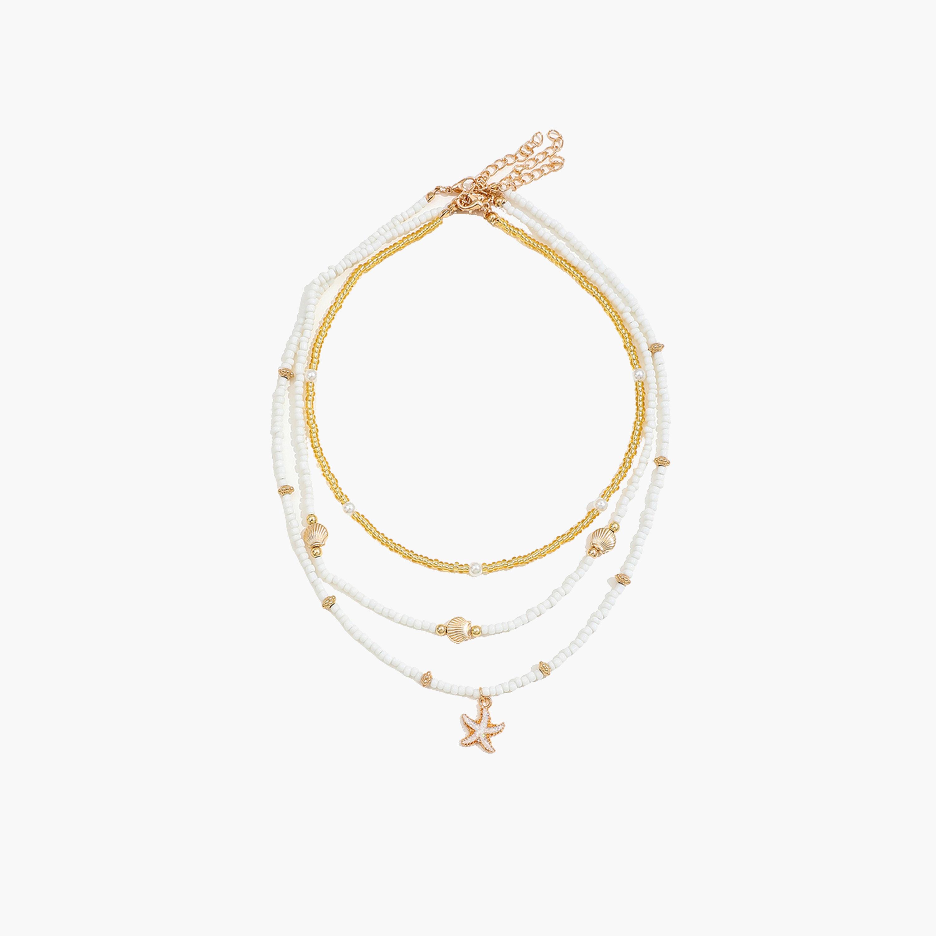 Take Two Women  Set of 3 - Beaded Necklace with Shell Decor-women-watchesandjewellery-jewellery-necklacesandpendants-image-1