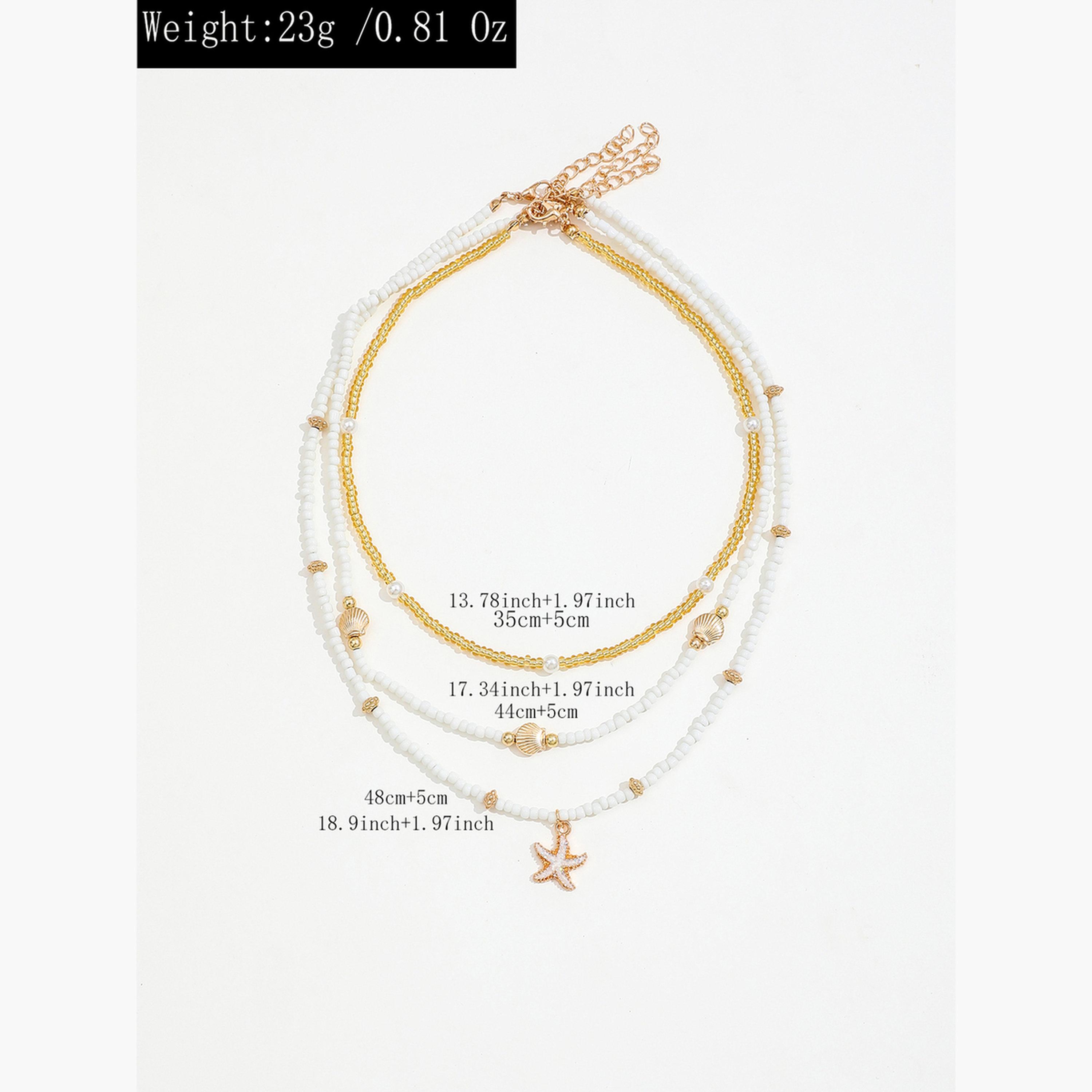 Take Two Women  Set of 3 - Beaded Necklace with Shell Decor-women-watchesandjewellery-jewellery-necklacesandpendants-image-5