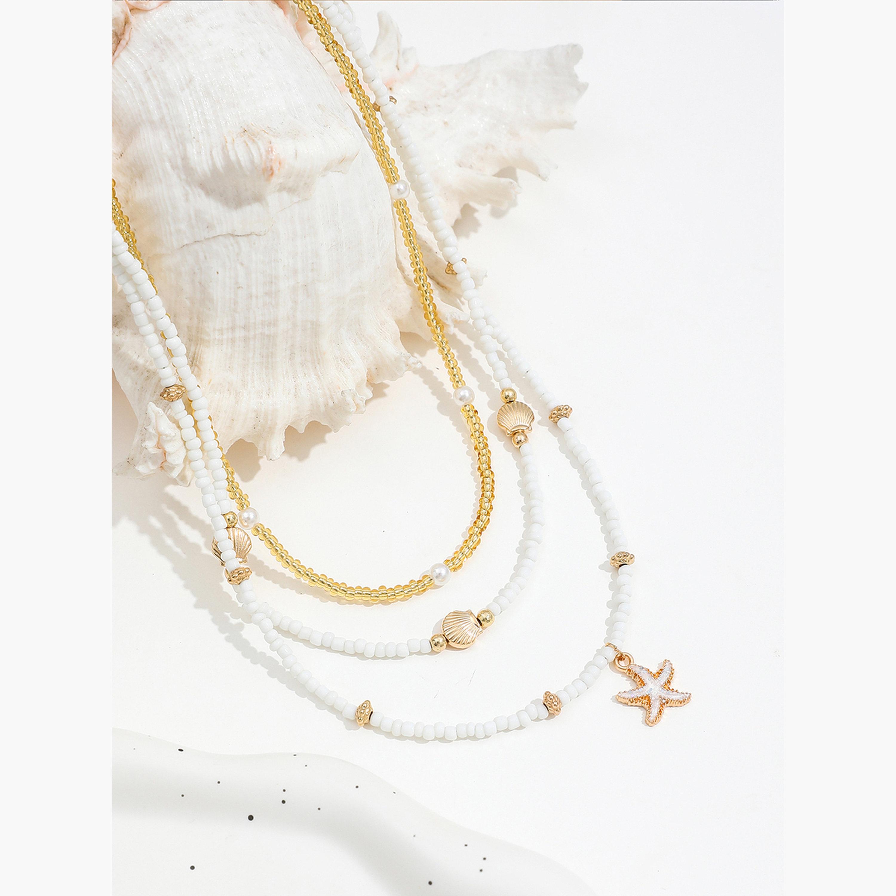 Take Two Women  Set of 3 - Beaded Necklace with Shell Decor-women-watchesandjewellery-jewellery-necklacesandpendants-image-6