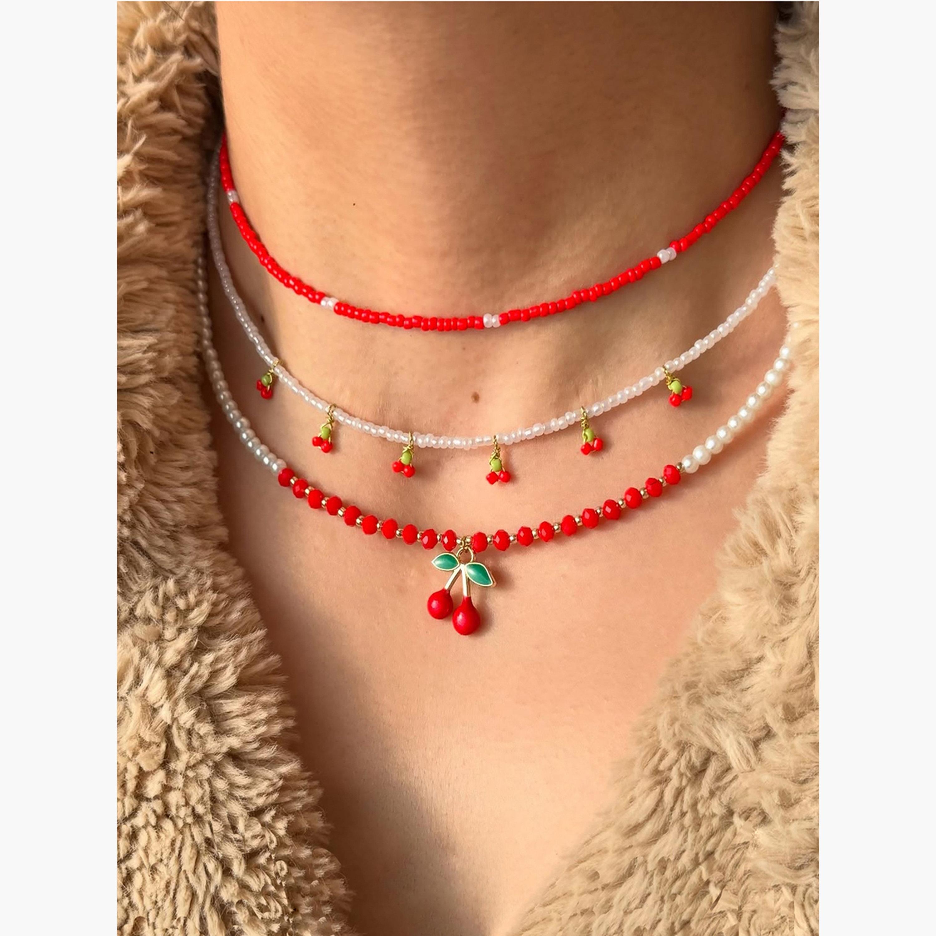 تيك تو - مجموعة من 3 قطع - قلادة من الخرز مزينة بالكرز-women-watchesandjewellery-jewellery-necklacesandpendants-image-2