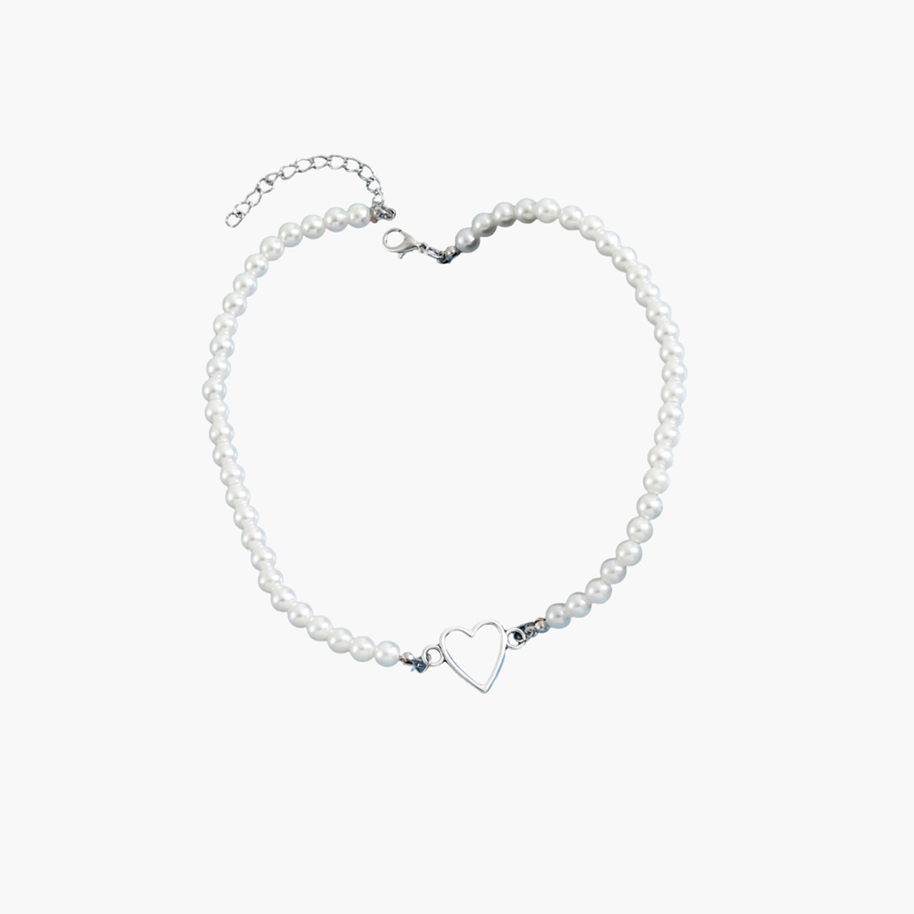 Take Two Women  Faux Pearl and Heart Decor Necklace-women-watchesandjewellery-jewellery-necklacesandpendants-image-1