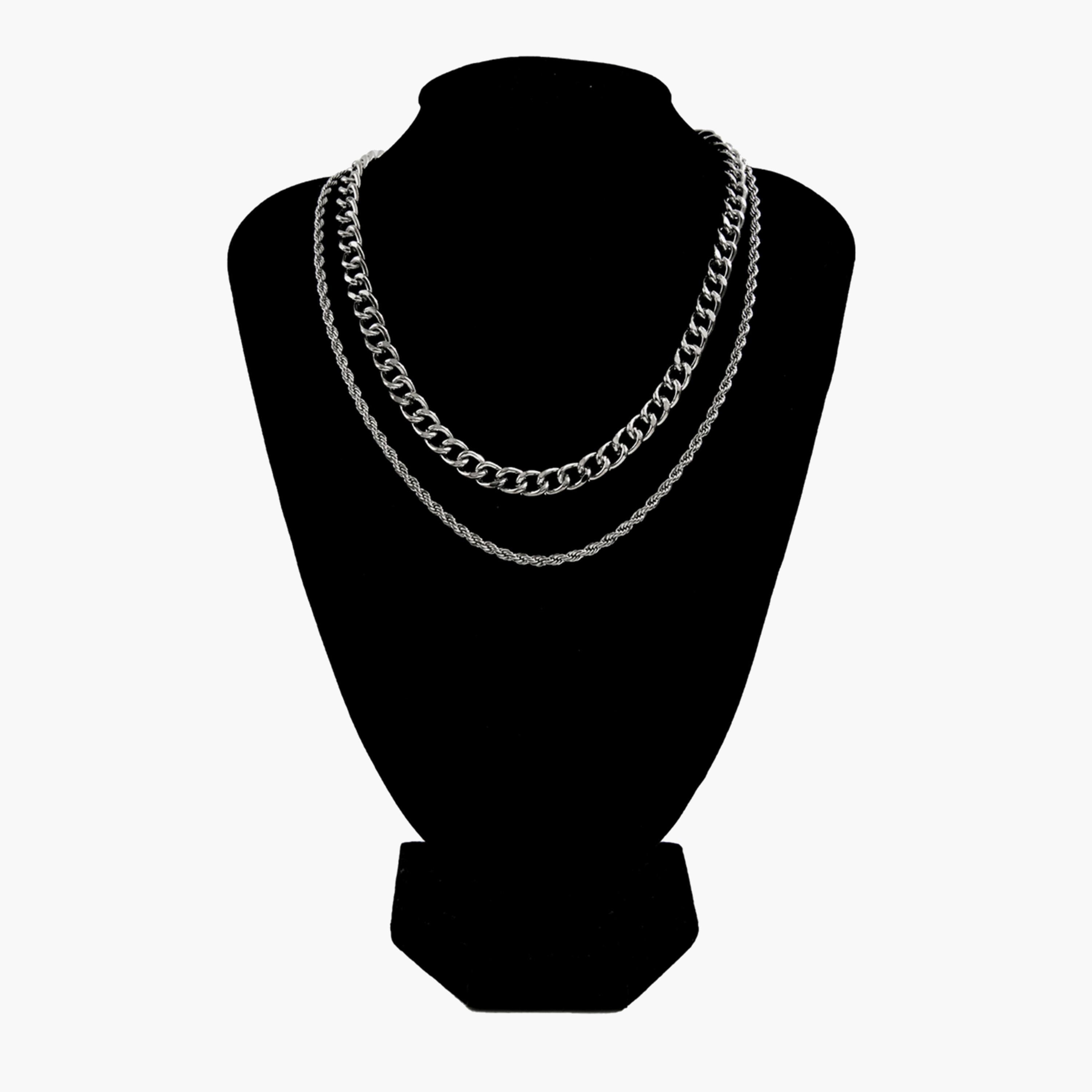 Take Two Men Set of 2 - Silver Chain Necklace-men-watchesandjewellery-necklacesandpendants-image-4