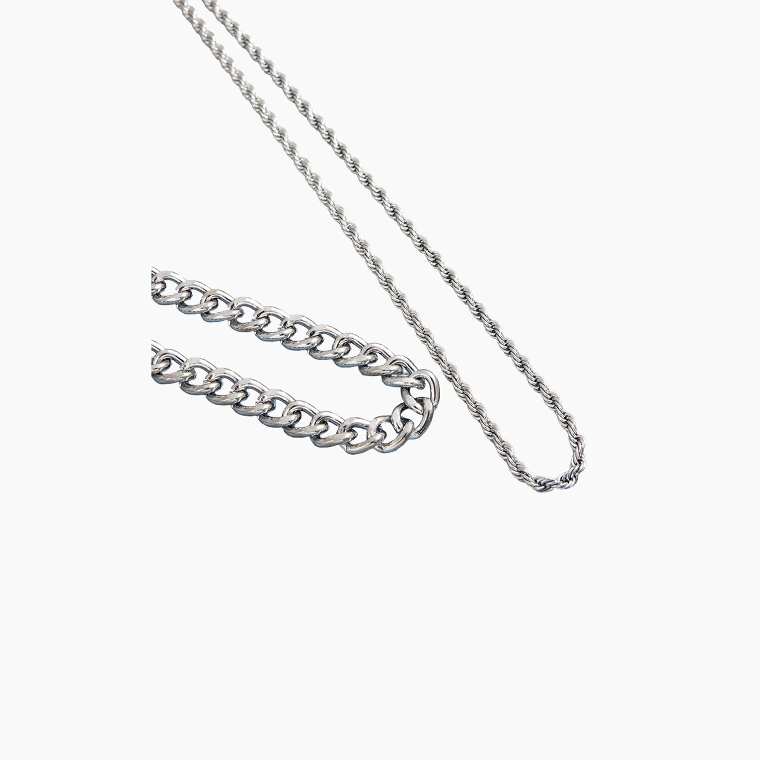 Take Two Men Set of 2 - Silver Chain Necklace-men-watchesandjewellery-necklacesandpendants-image-5