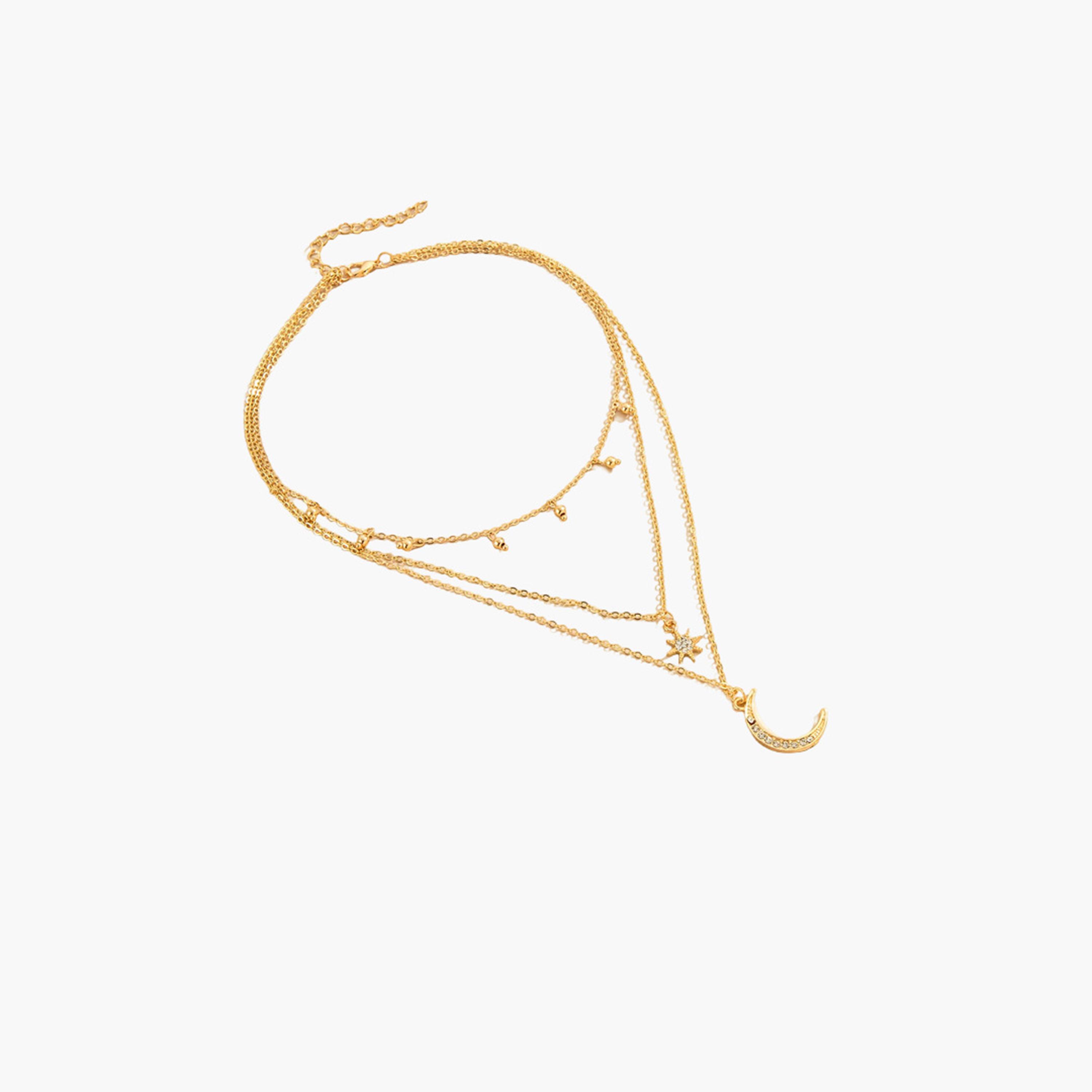 Take Two Women  Star and Moon Rhinestone Layered Necklace-women-watchesandjewellery-jewellery-necklacesandpendants-image-1