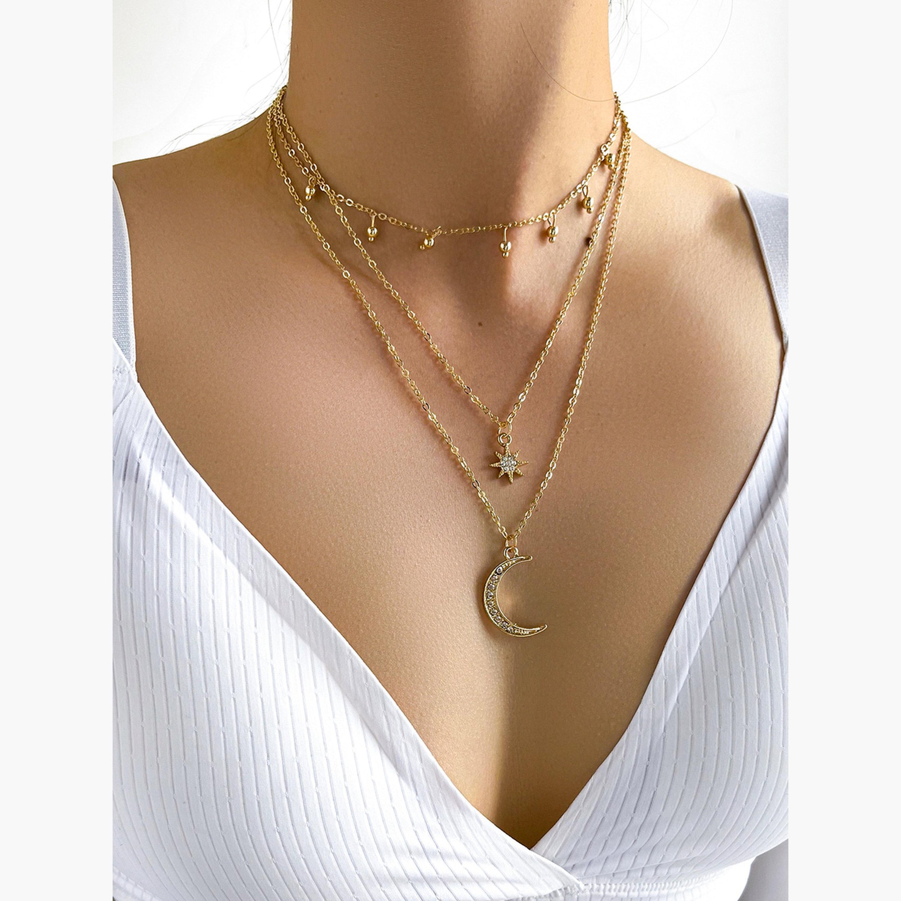 تيك تو - قلادة مرصعة بأحجار الراين على شكل نجمة وقمر-women-watchesandjewellery-jewellery-necklacesandpendants-image-2