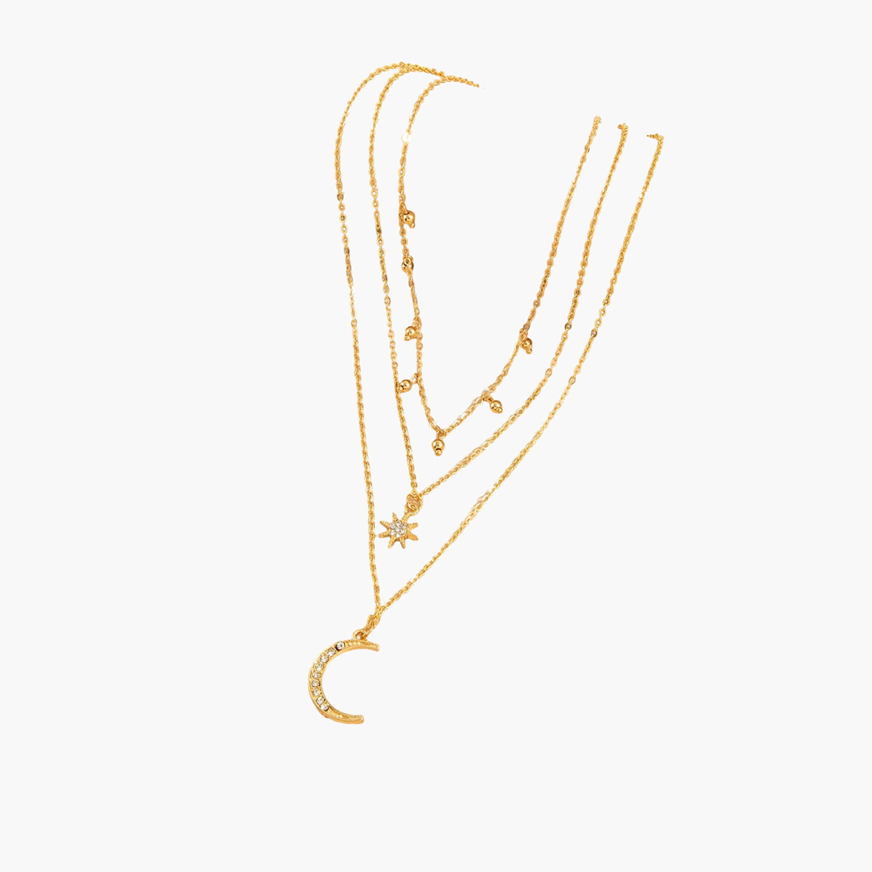 Take Two Women  Star and Moon Rhinestone Layered Necklace-women-watchesandjewellery-jewellery-necklacesandpendants-image-4