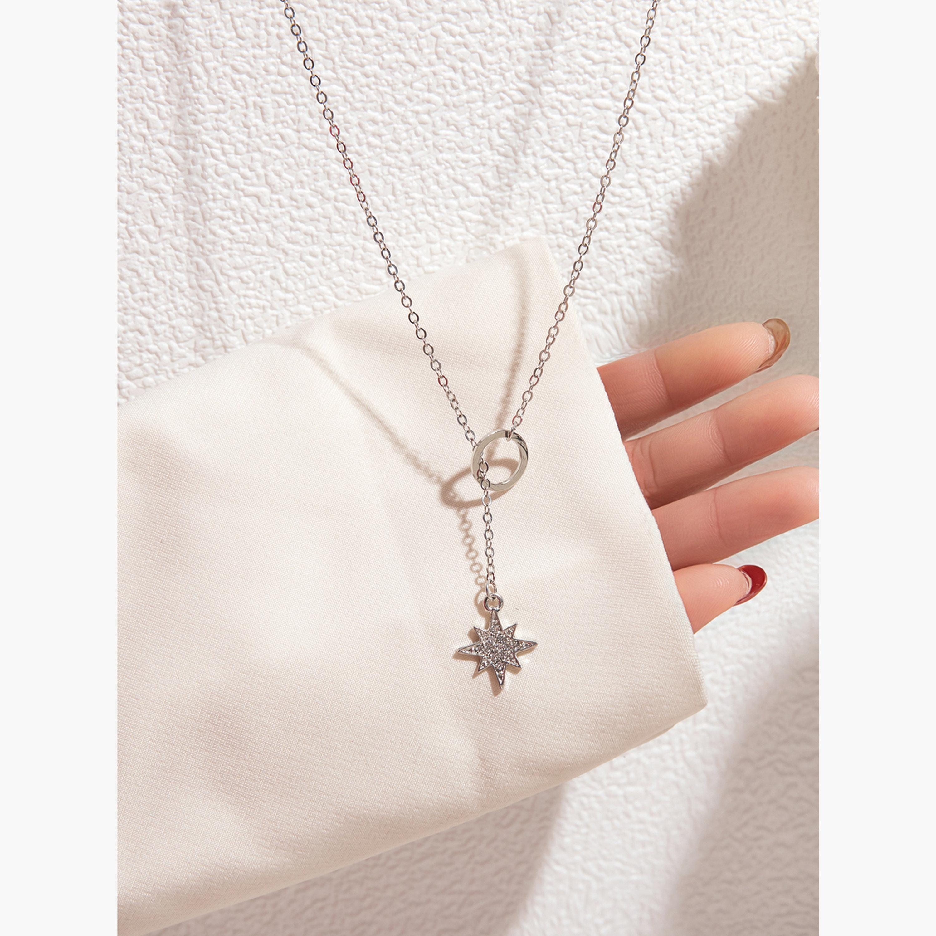 Take Two Women  Star Embellished Drop Necklace-women-watchesandjewellery-jewellery-necklacesandpendants-image-3