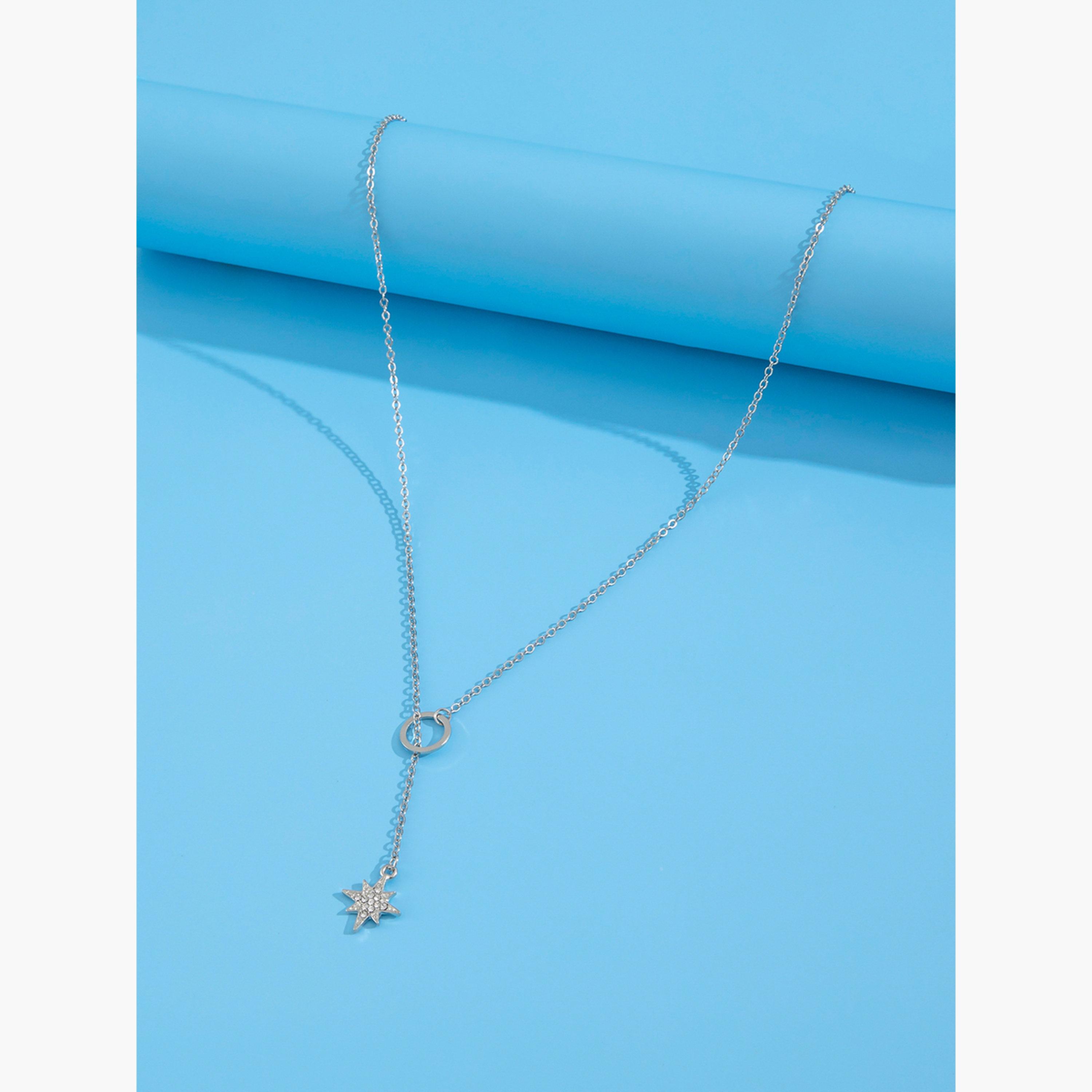 Take Two Women  Star Embellished Drop Necklace-women-watchesandjewellery-jewellery-necklacesandpendants-image-5