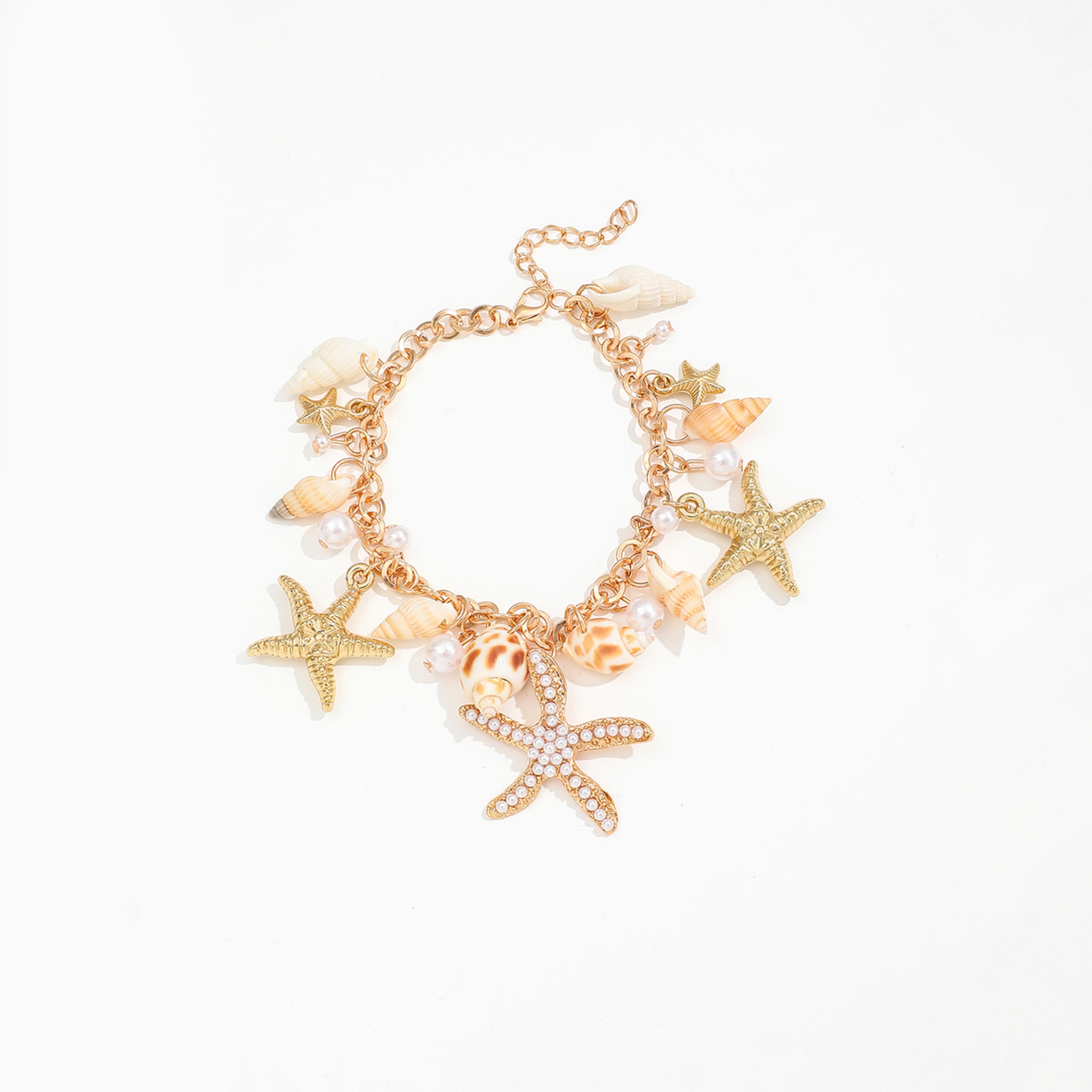 تيك تو - خلخال بتصميم بحري مع لؤلؤ صناعي وديكور صدفي-women-watchesandjewellery-jewellery-banglesandbracelets-image-1