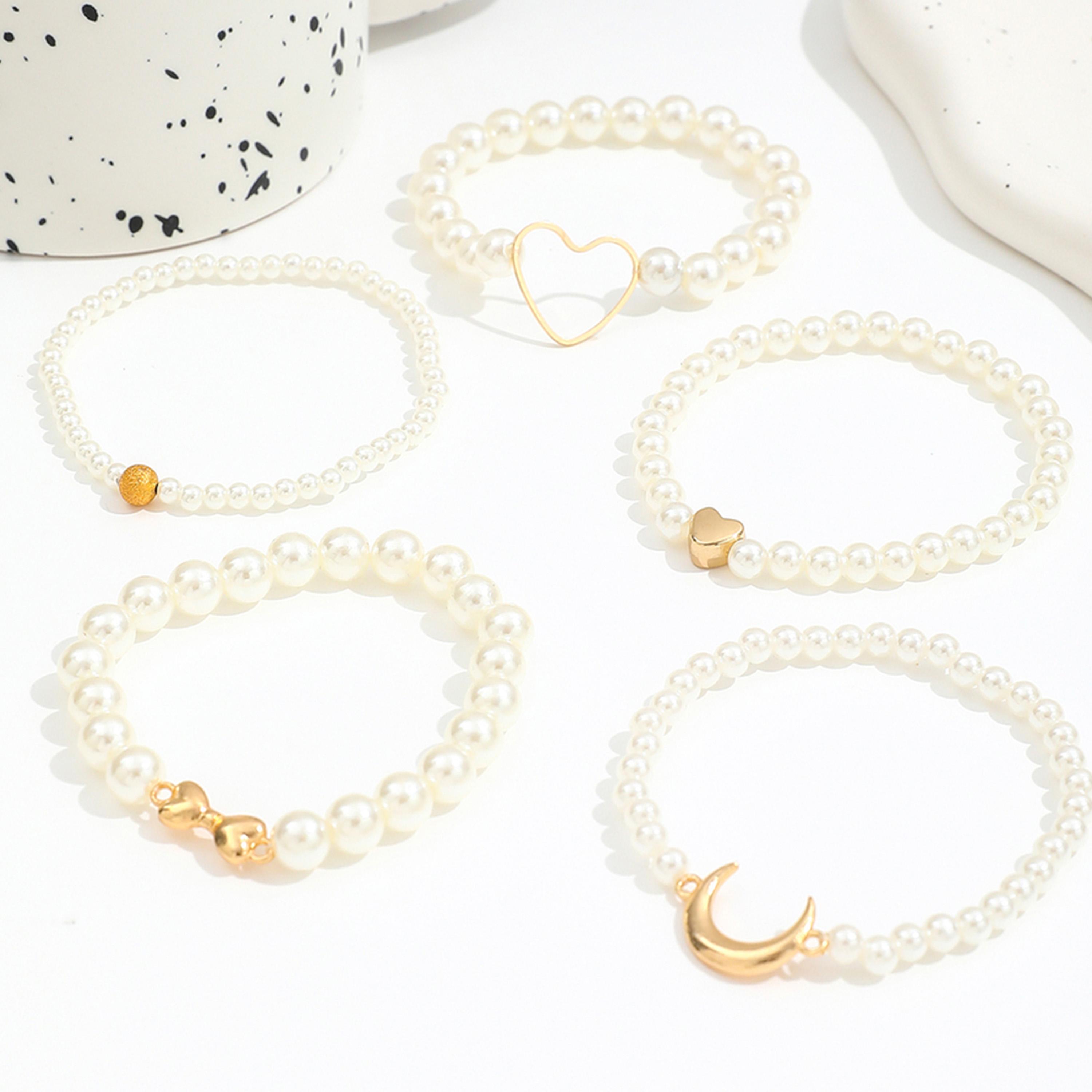 Take Two Women  Set of 5 - Faux Pearl Heart Decor Bracelets-women-watchesandjewellery-jewellery-banglesandbracelets-image-3
