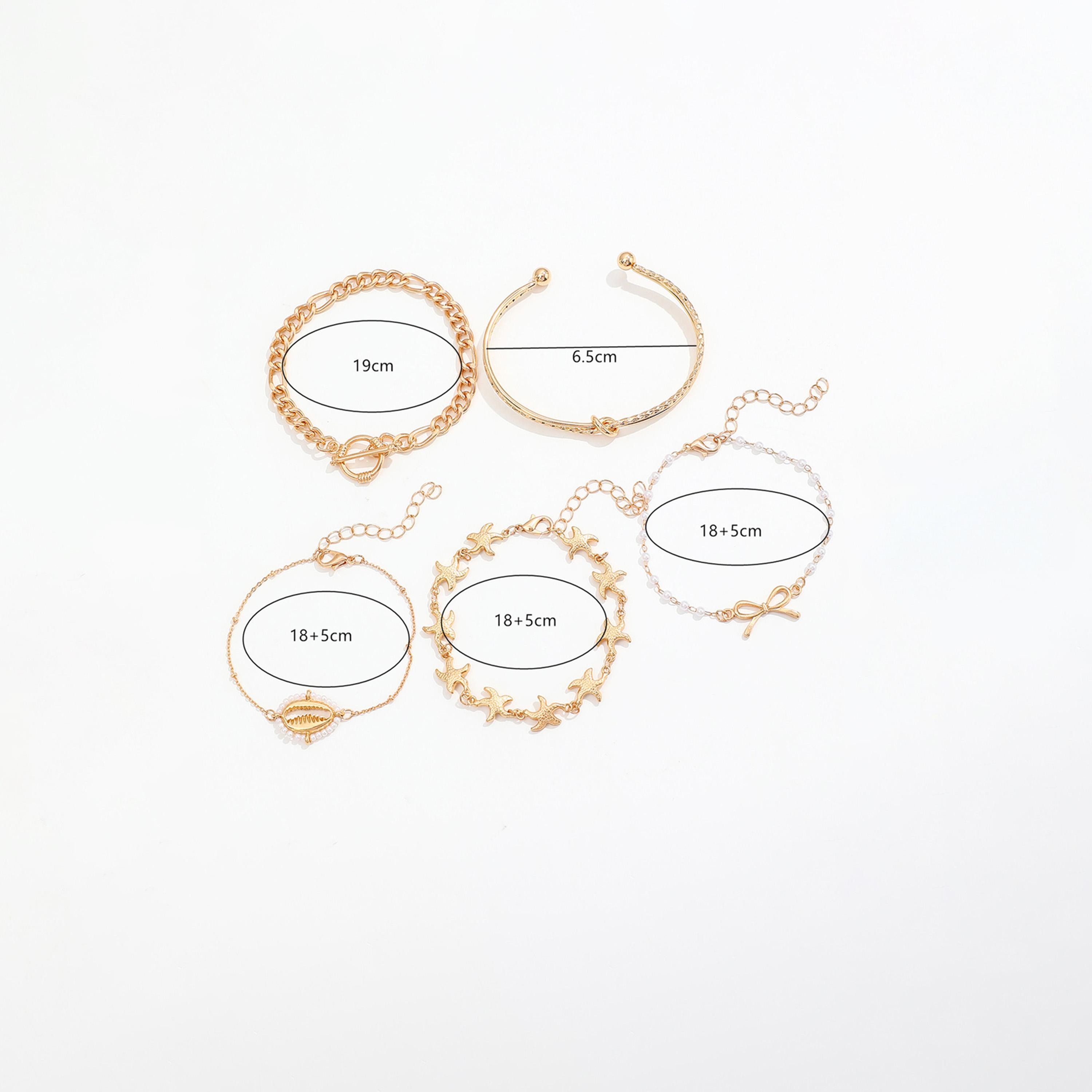 تيك تو - مجموعة من 5 أساور متنوعة مزينة بفيونكة-women-watchesandjewellery-jewellery-banglesandbracelets-image-5