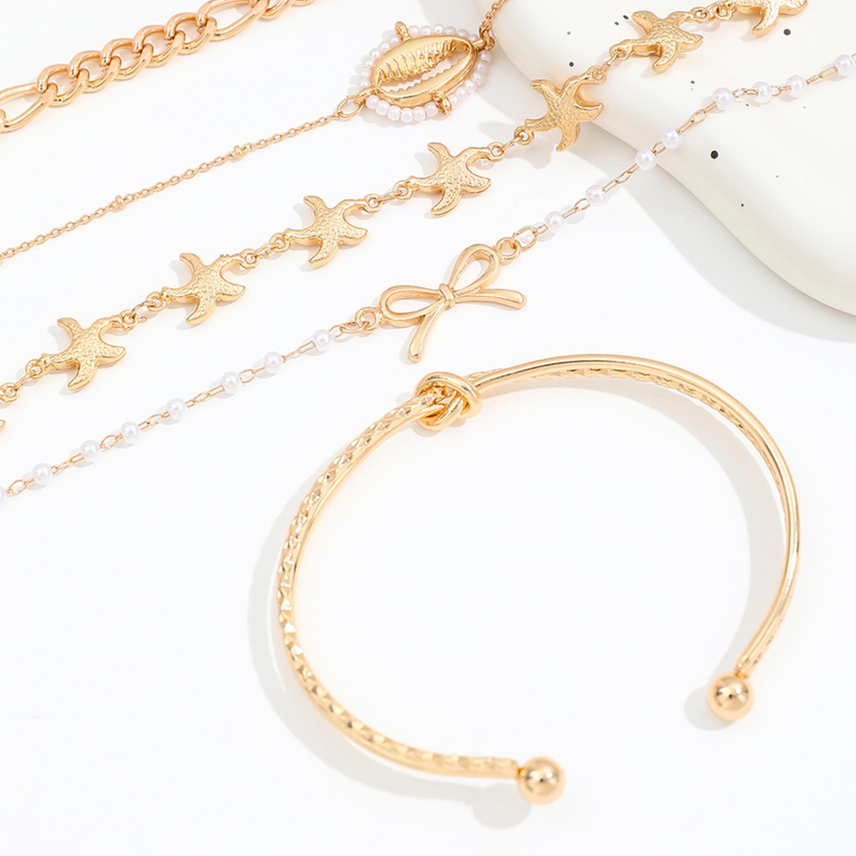 تيك تو - مجموعة من 5 أساور متنوعة مزينة بفيونكة-women-watchesandjewellery-jewellery-banglesandbracelets-image-6