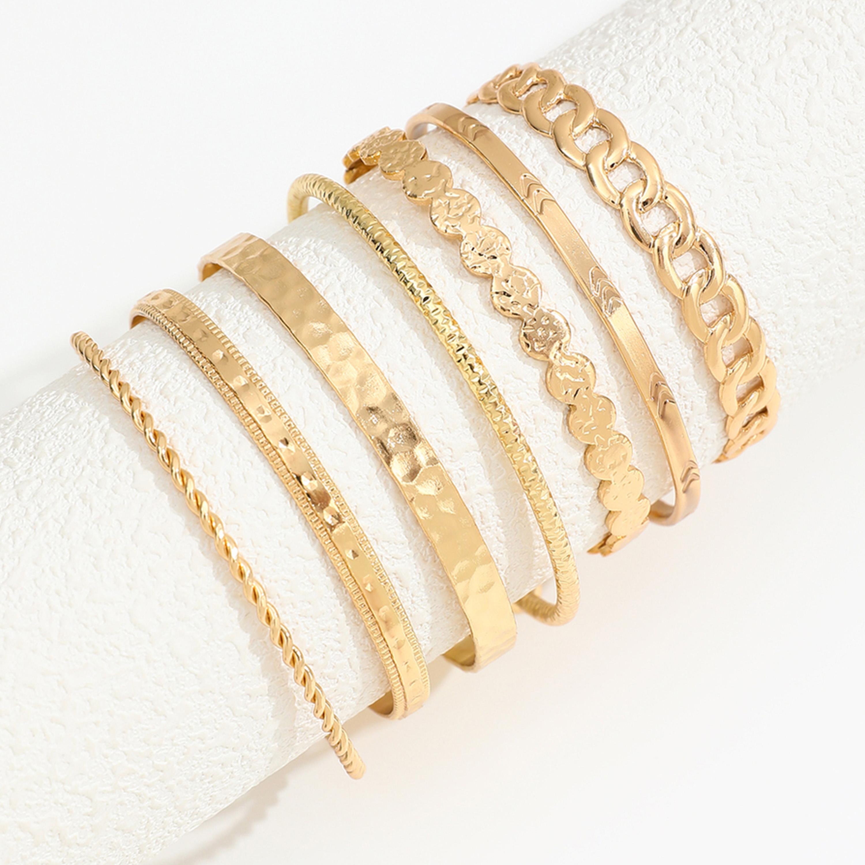 Take Two Women  Set of 7 - Textured Assorted Bracelets-women-watchesandjewellery-jewellery-banglesandbracelets-image-1