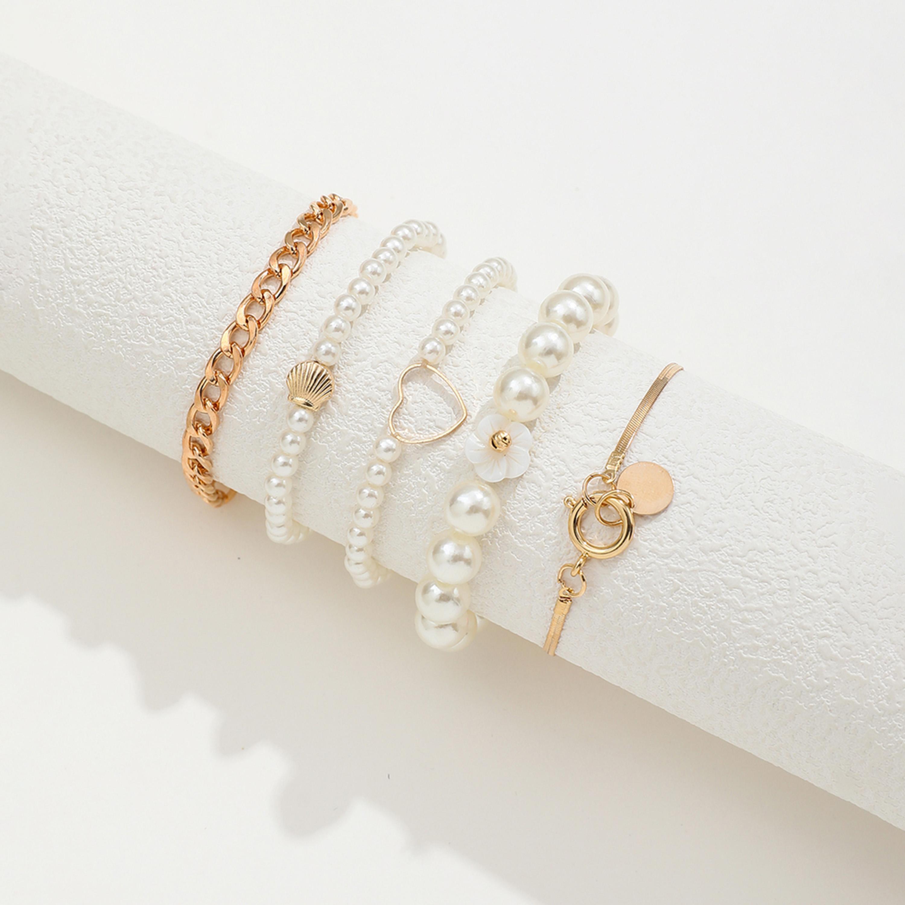 Take Two Women  Set of 5 - Faux Pearl Decor Bracelets-women-watchesandjewellery-jewellery-banglesandbracelets-image-3