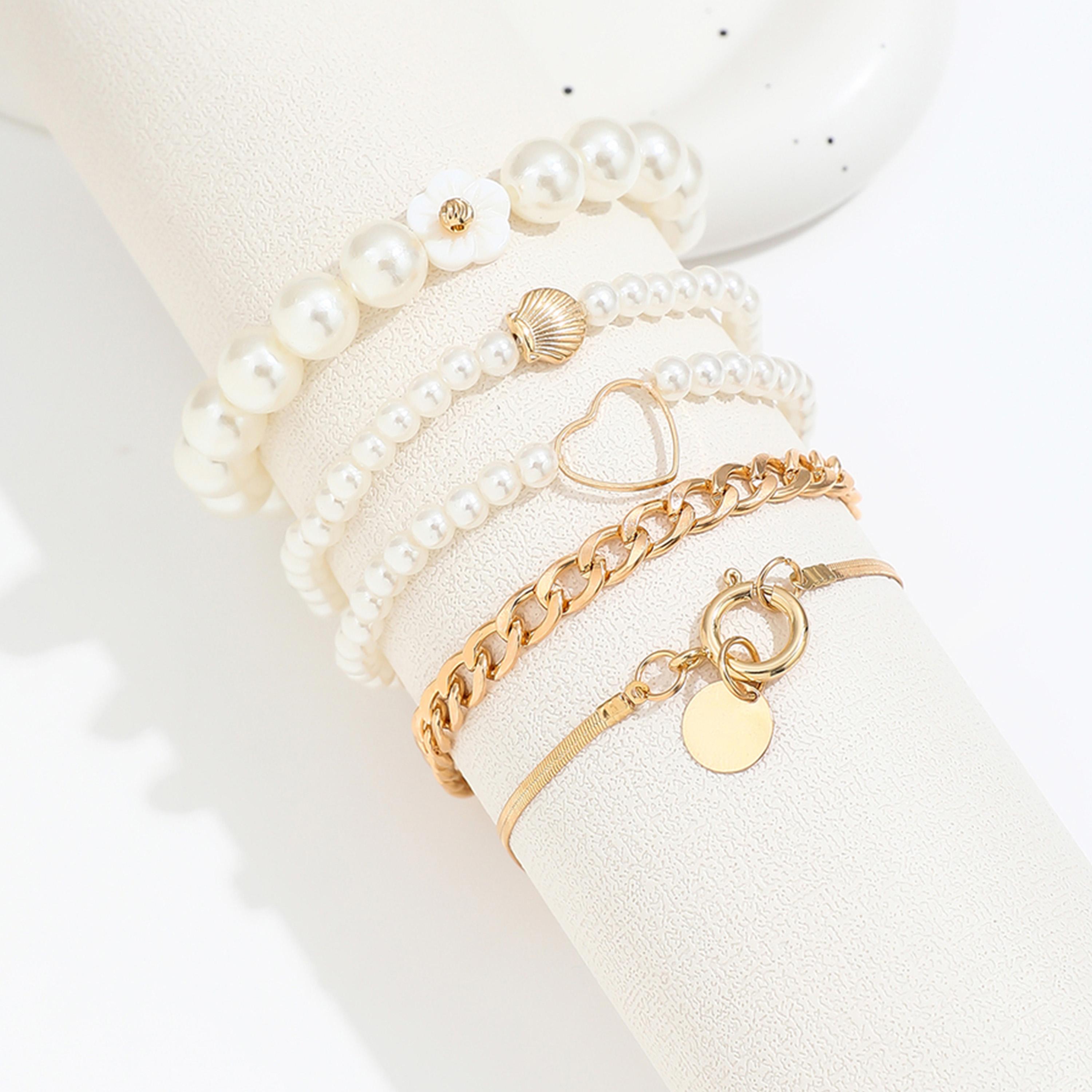 Take Two Women  Set of 5 - Faux Pearl Decor Bracelets-women-watchesandjewellery-jewellery-banglesandbracelets-image-5