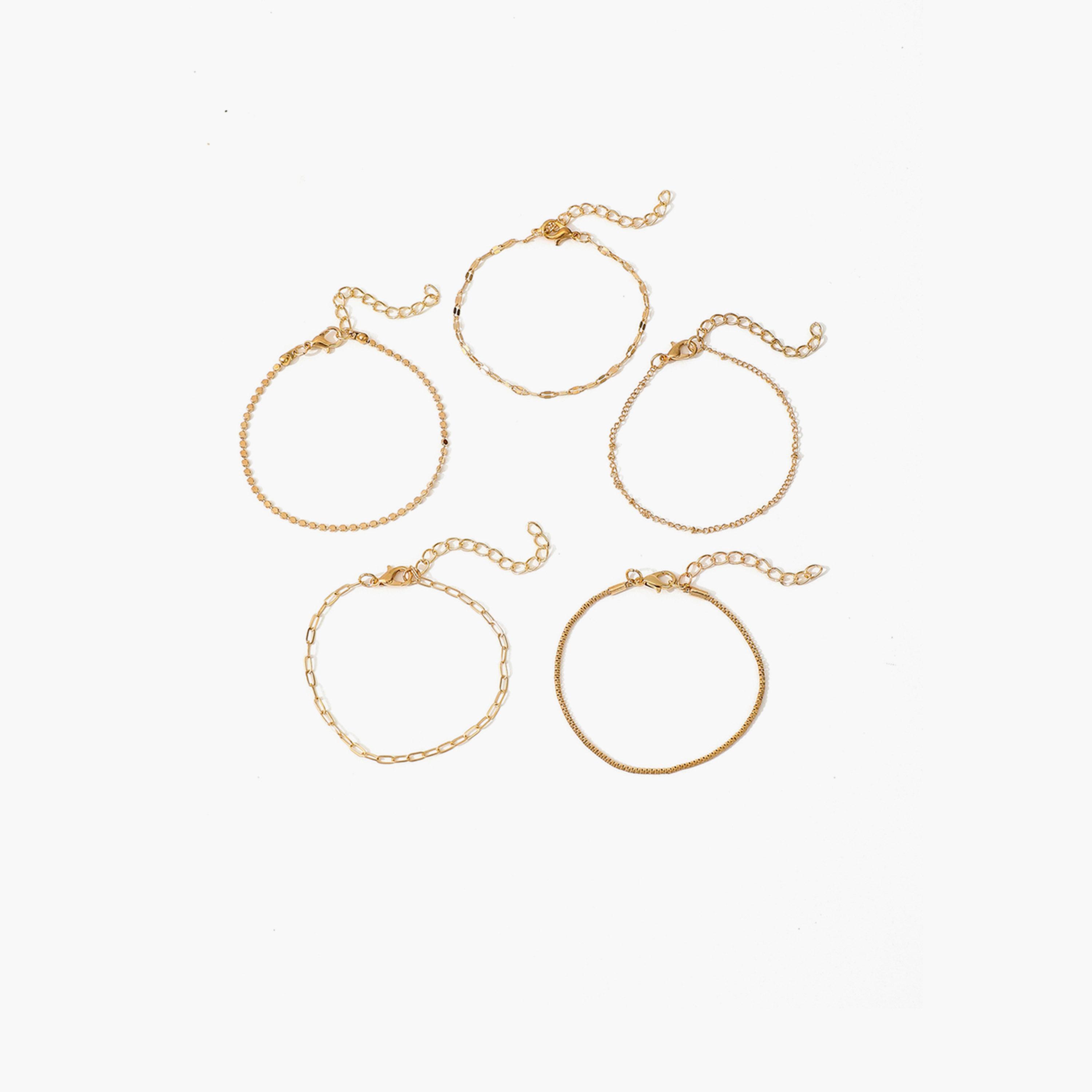 تيك تو - مجموعة من 5 أساور متنوعة-women-watchesandjewellery-jewellery-banglesandbracelets-image-1
