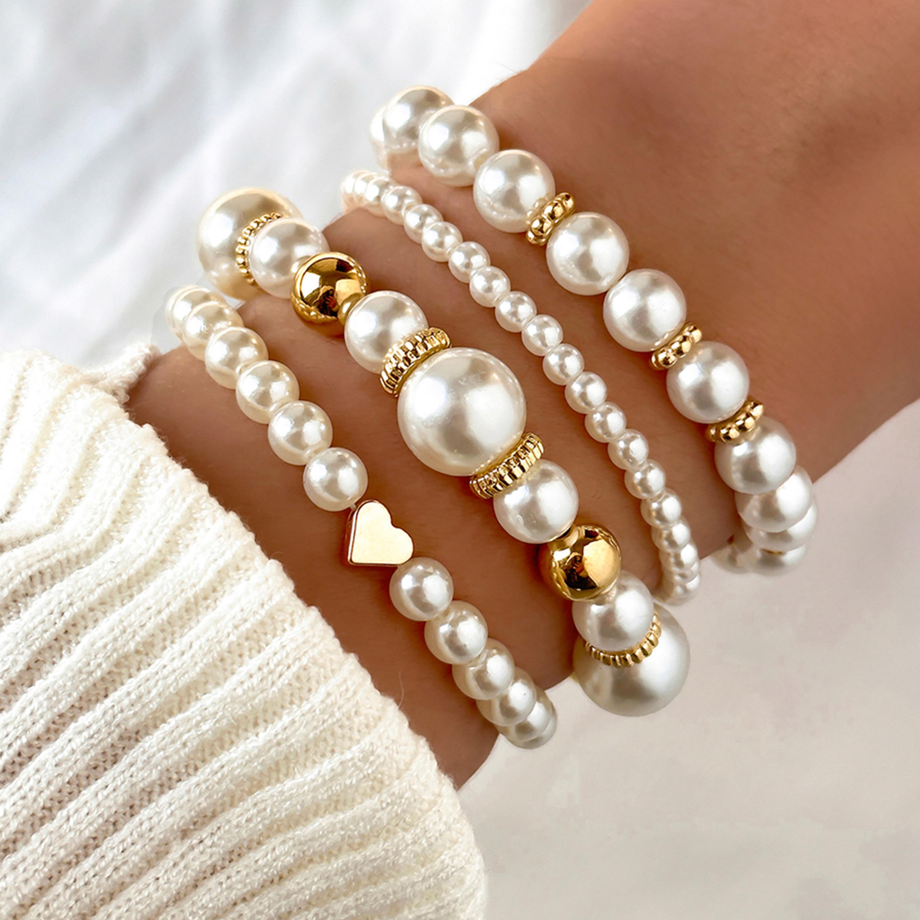 تيك تو - مجموعة من 5 أساور من اللؤلؤ الصناعي-women-watchesandjewellery-jewellery-banglesandbracelets-image-2