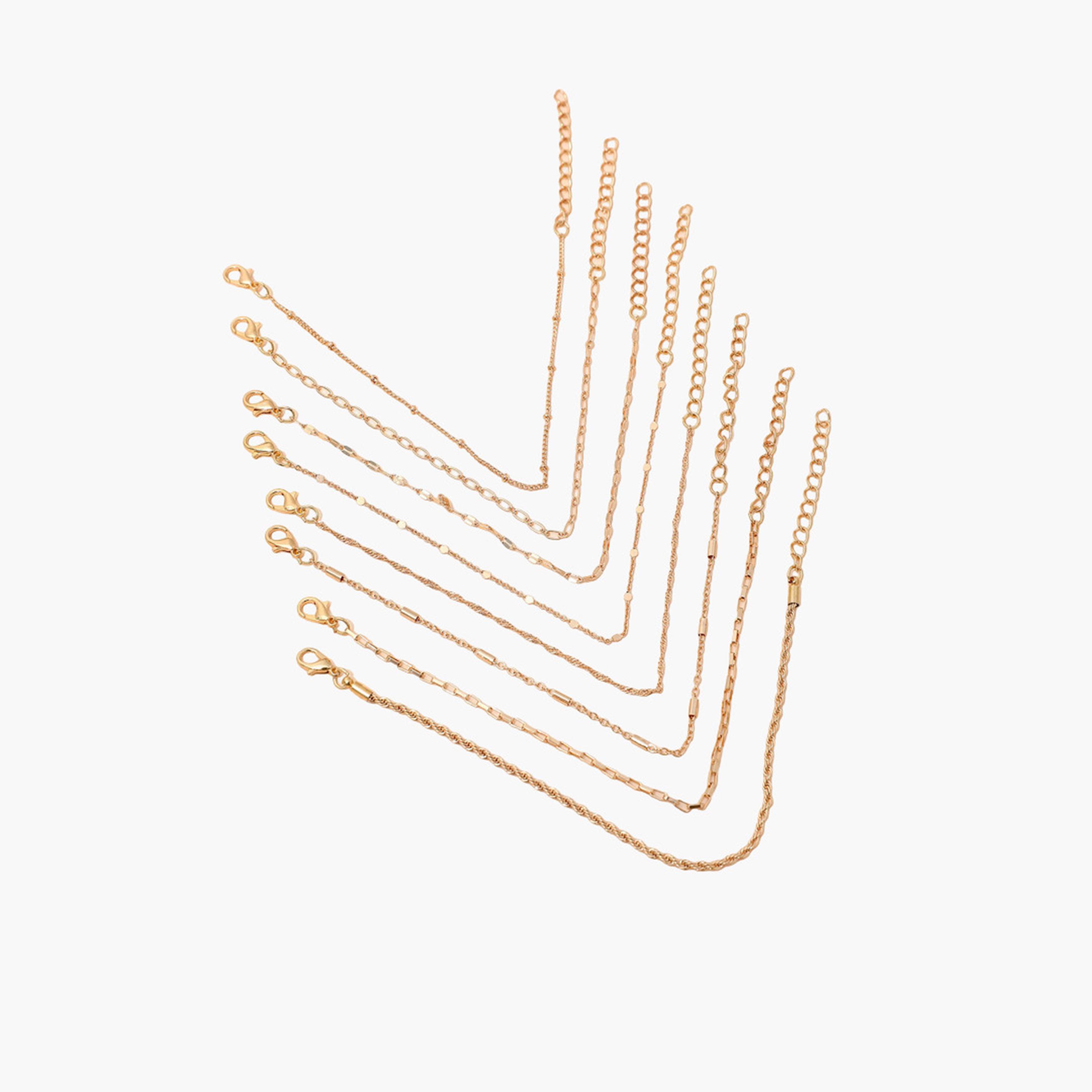 Take Two Women  Set of 8 - Gold Chain Bracelets-women-watchesandjewellery-jewellery-banglesandbracelets-image-1