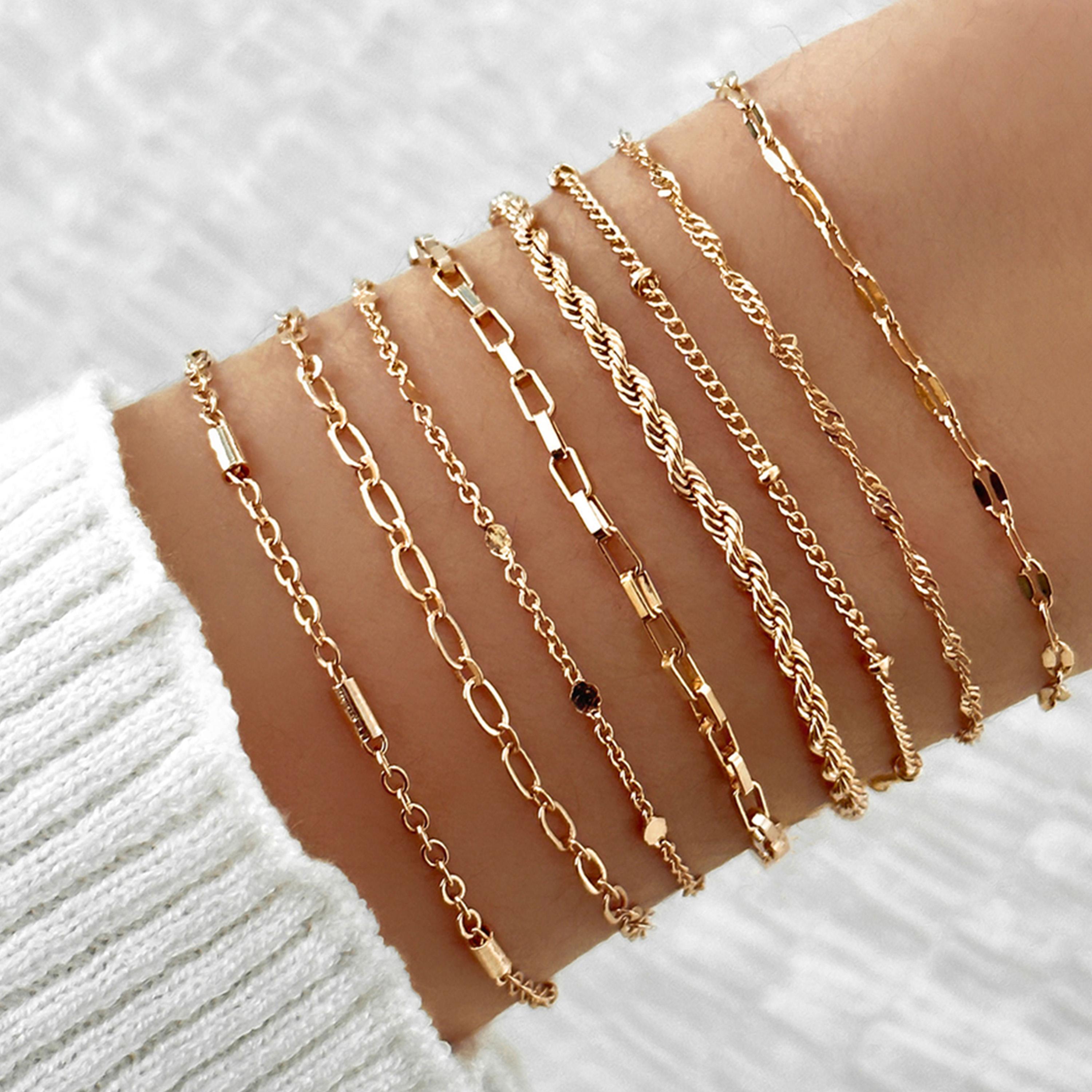 Take Two Women  Set of 8 - Gold Chain Bracelets-women-watchesandjewellery-jewellery-banglesandbracelets-image-2