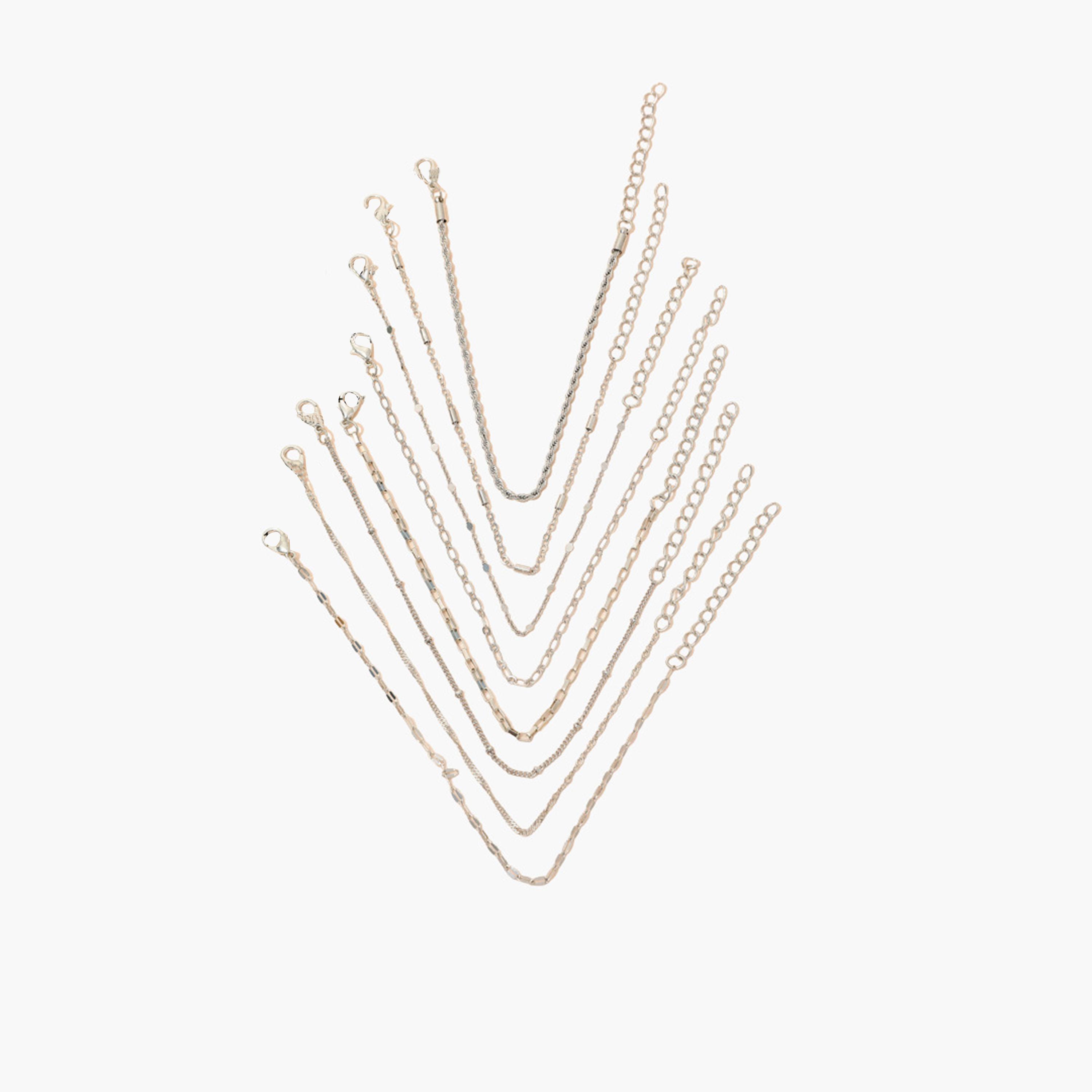 تيك تو - مجموعة من 8 أساور سلسلة فضية-women-watchesandjewellery-jewellery-banglesandbracelets-image-1
