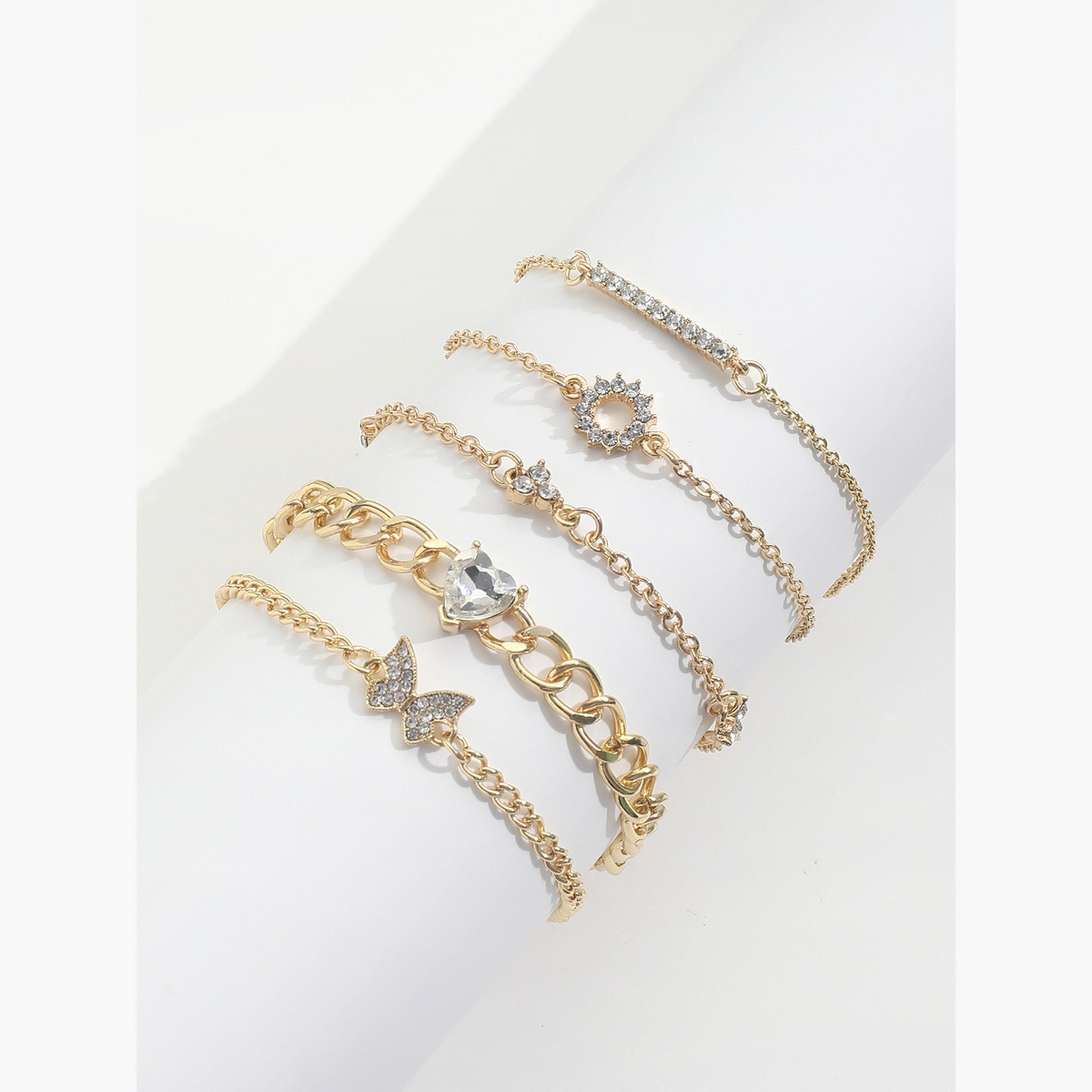 Take Two Women  Set of 5 - Chain Rhinestones Decor Bracelets-women-watchesandjewellery-jewellery-banglesandbracelets-image-1