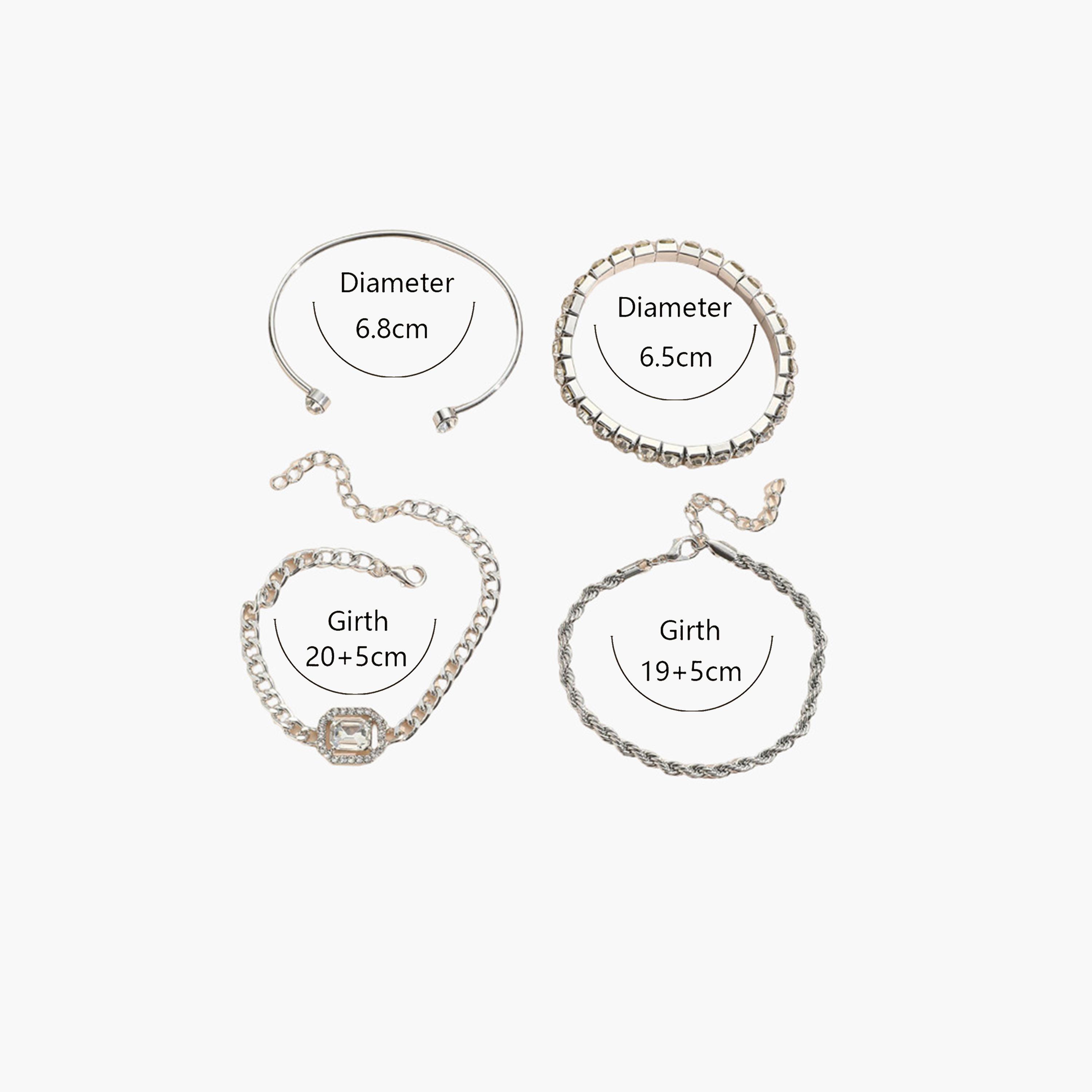 Take Two Women  Set of 4 - Silver Rhinestones Decor Bracelet-women-watchesandjewellery-jewellery-banglesandbracelets-image-3
