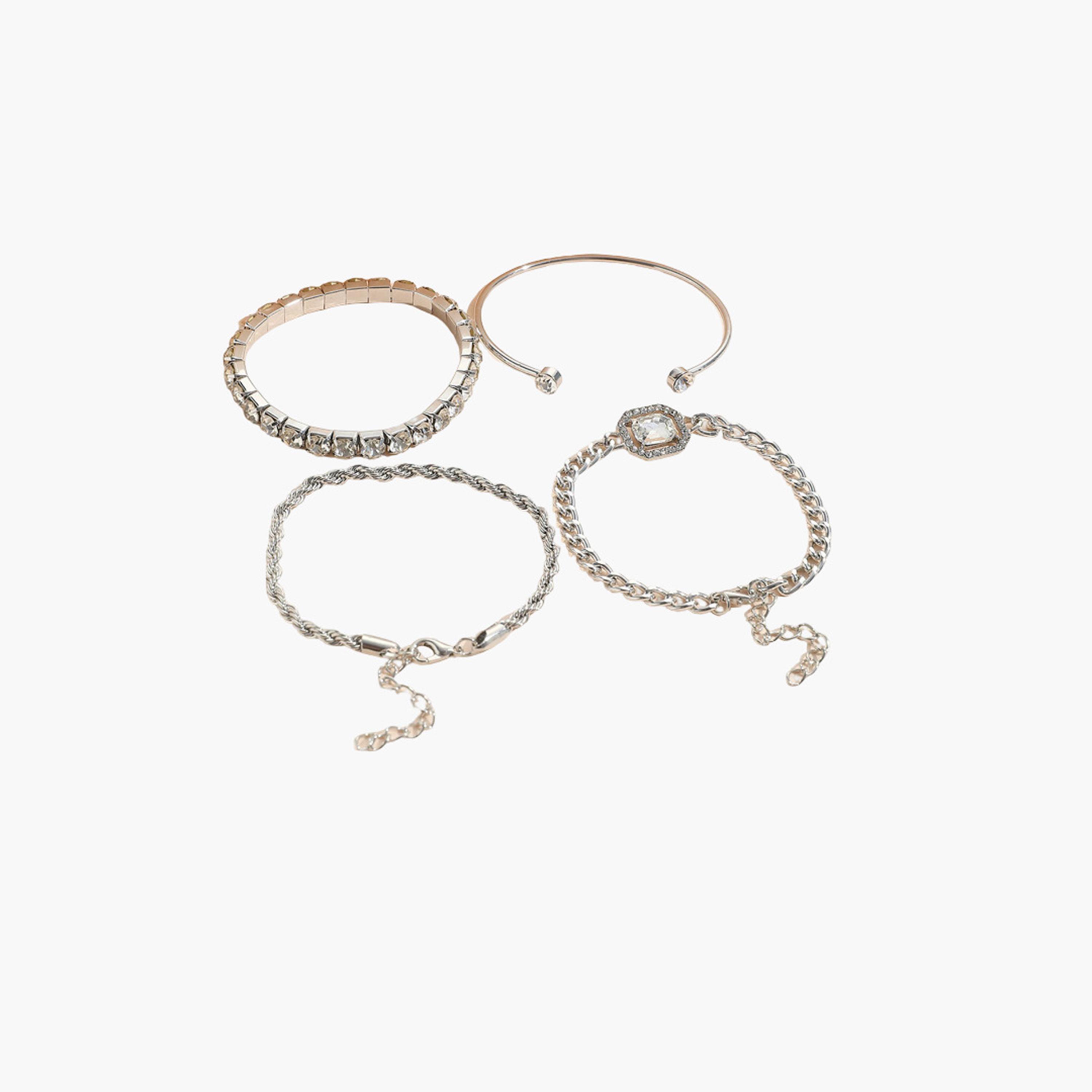 Take Two Women  Set of 4 - Silver Rhinestones Decor Bracelet-women-watchesandjewellery-jewellery-banglesandbracelets-image-5