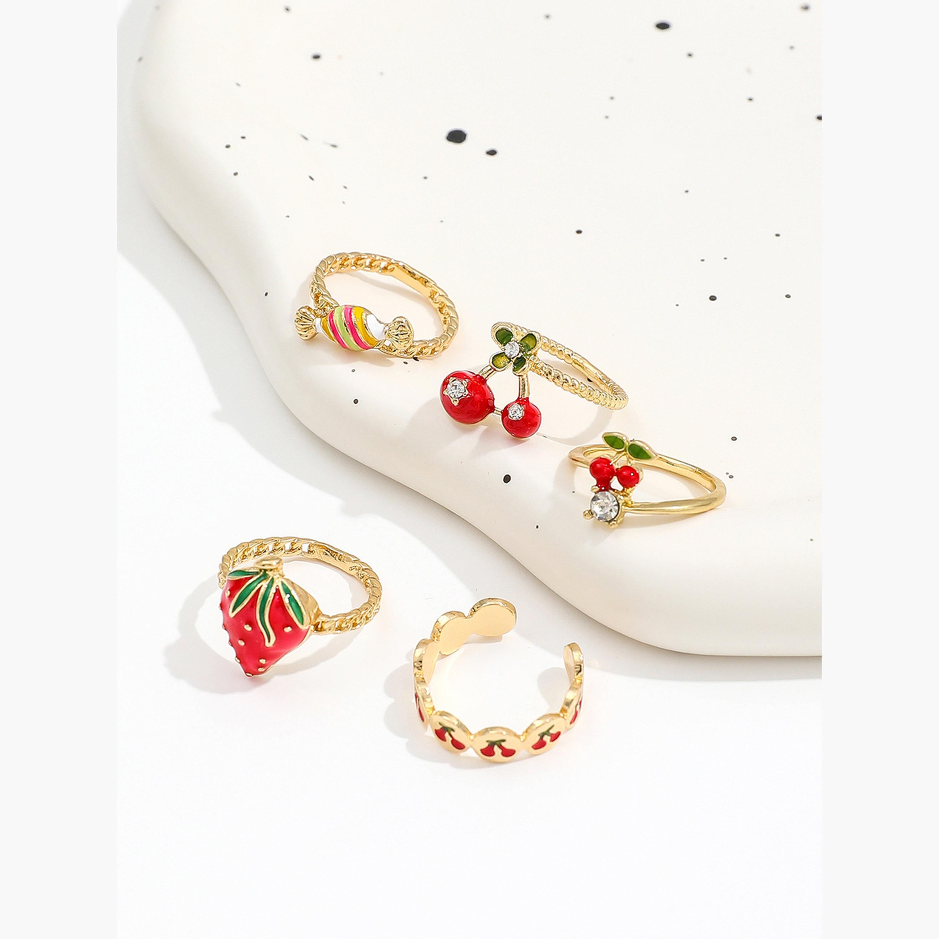 Take Two Women  Set of 5 - Fruit Decor Rings-women-watchesandjewellery-jewellery-rings-image-1