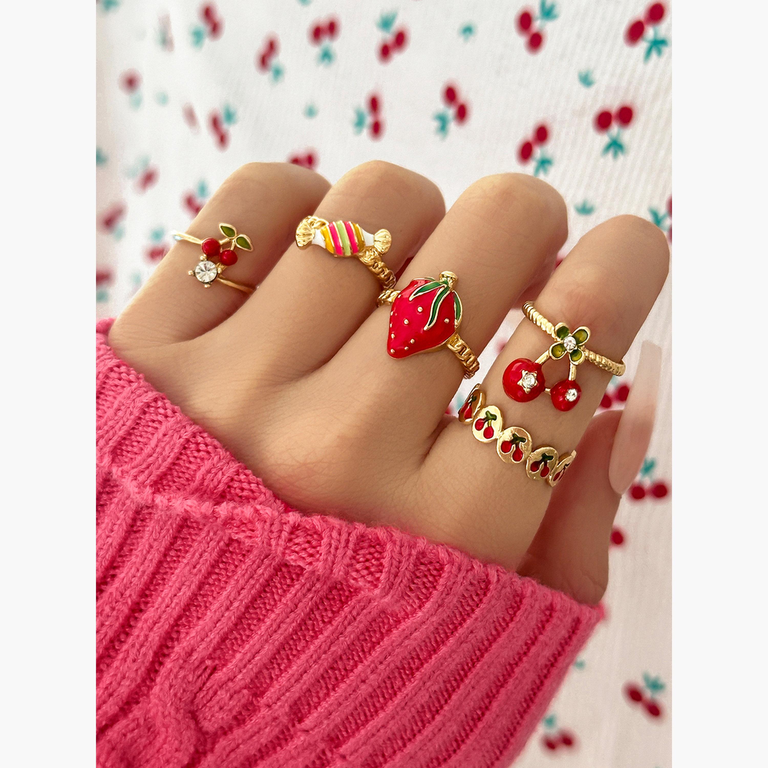 Take Two Women  Set of 5 - Fruit Decor Rings-women-watchesandjewellery-jewellery-rings-image-2