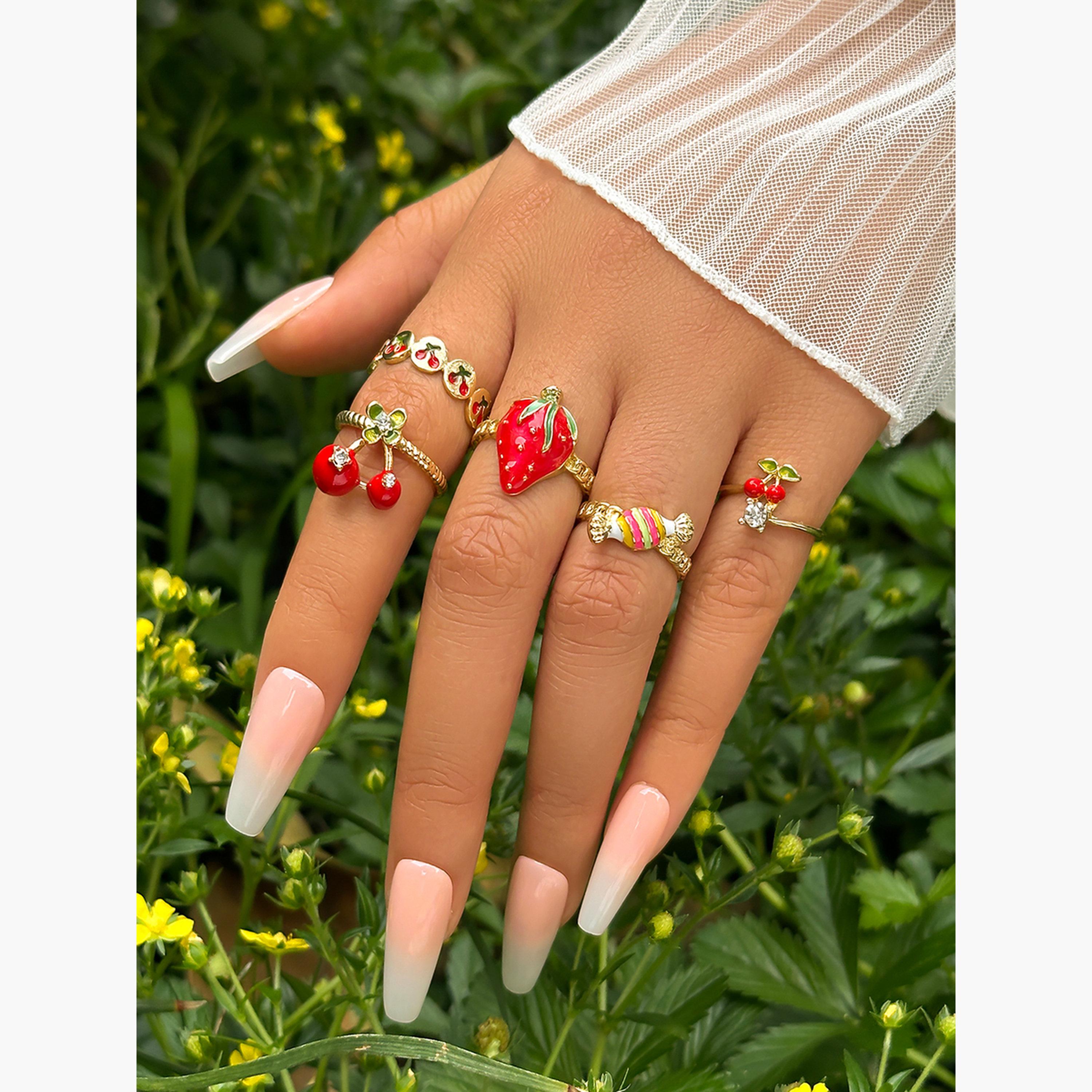 Take Two Women  Set of 5 - Fruit Decor Rings-women-watchesandjewellery-jewellery-rings-image-3