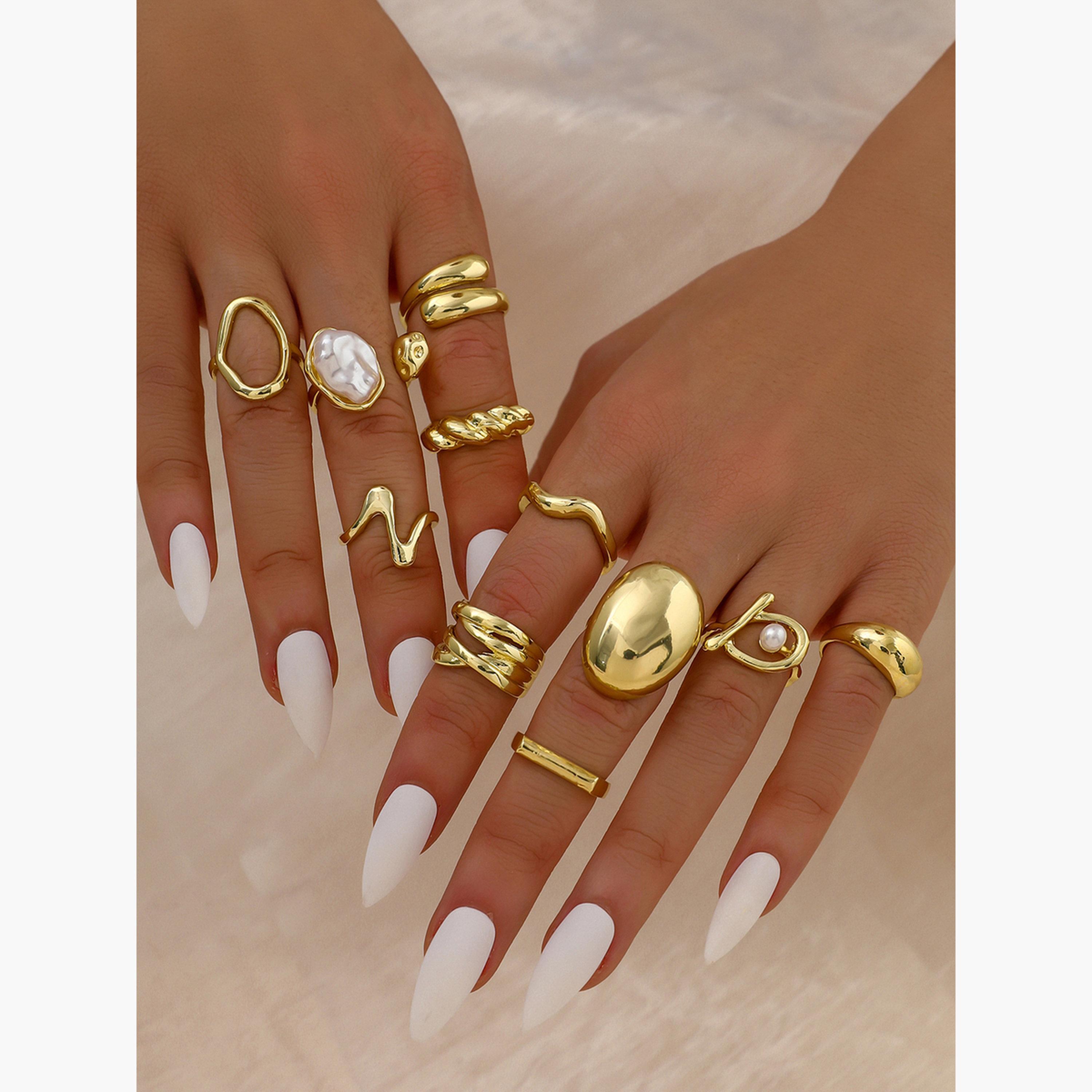 Take Two Women  Set of 11 - Gold Tone Statement Cuff Rings-women-watchesandjewellery-jewellery-rings-image-2