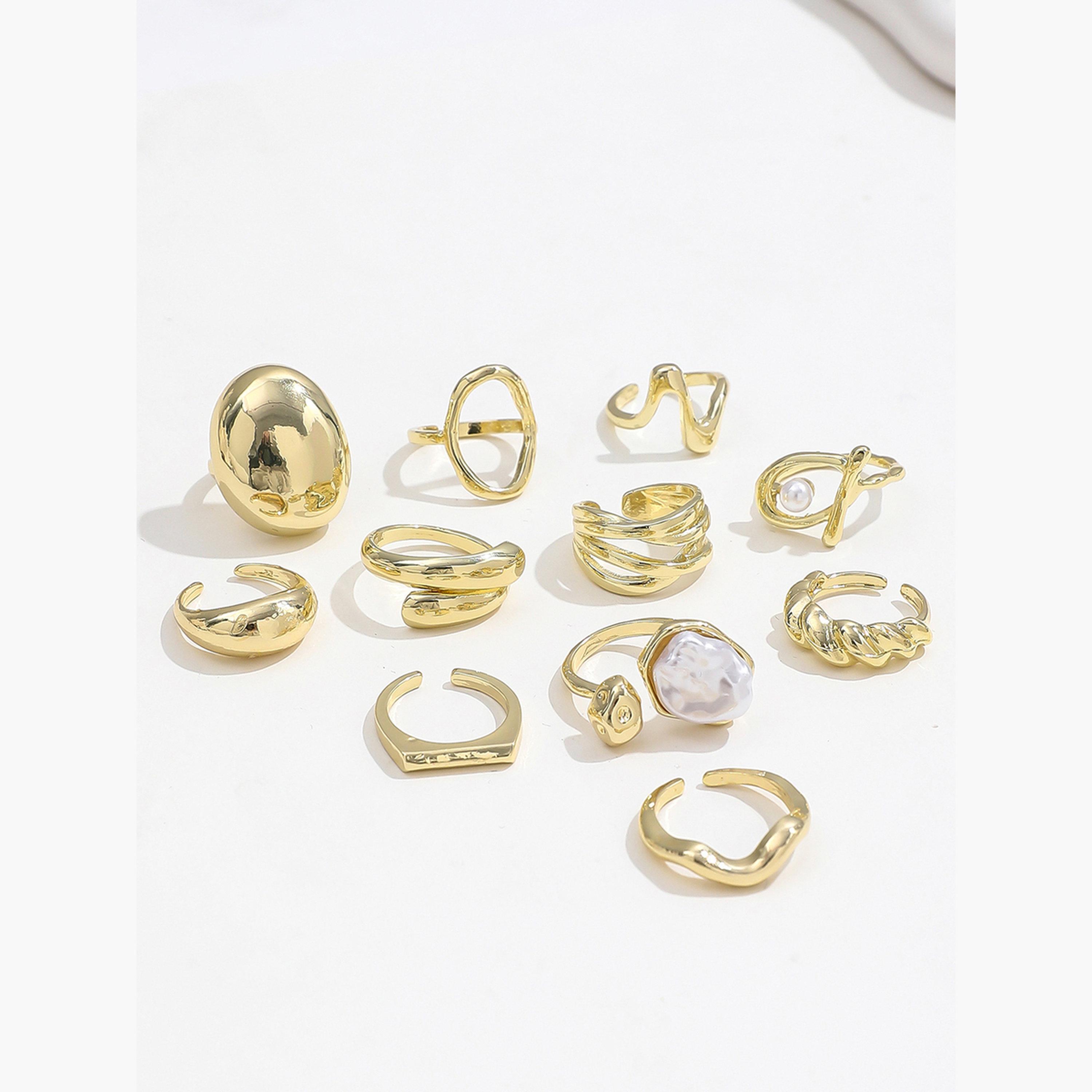 تيك تو - مجموعة من 11 خاتمًا ذهبيًا مميزًا-women-watchesandjewellery-jewellery-rings-image-4