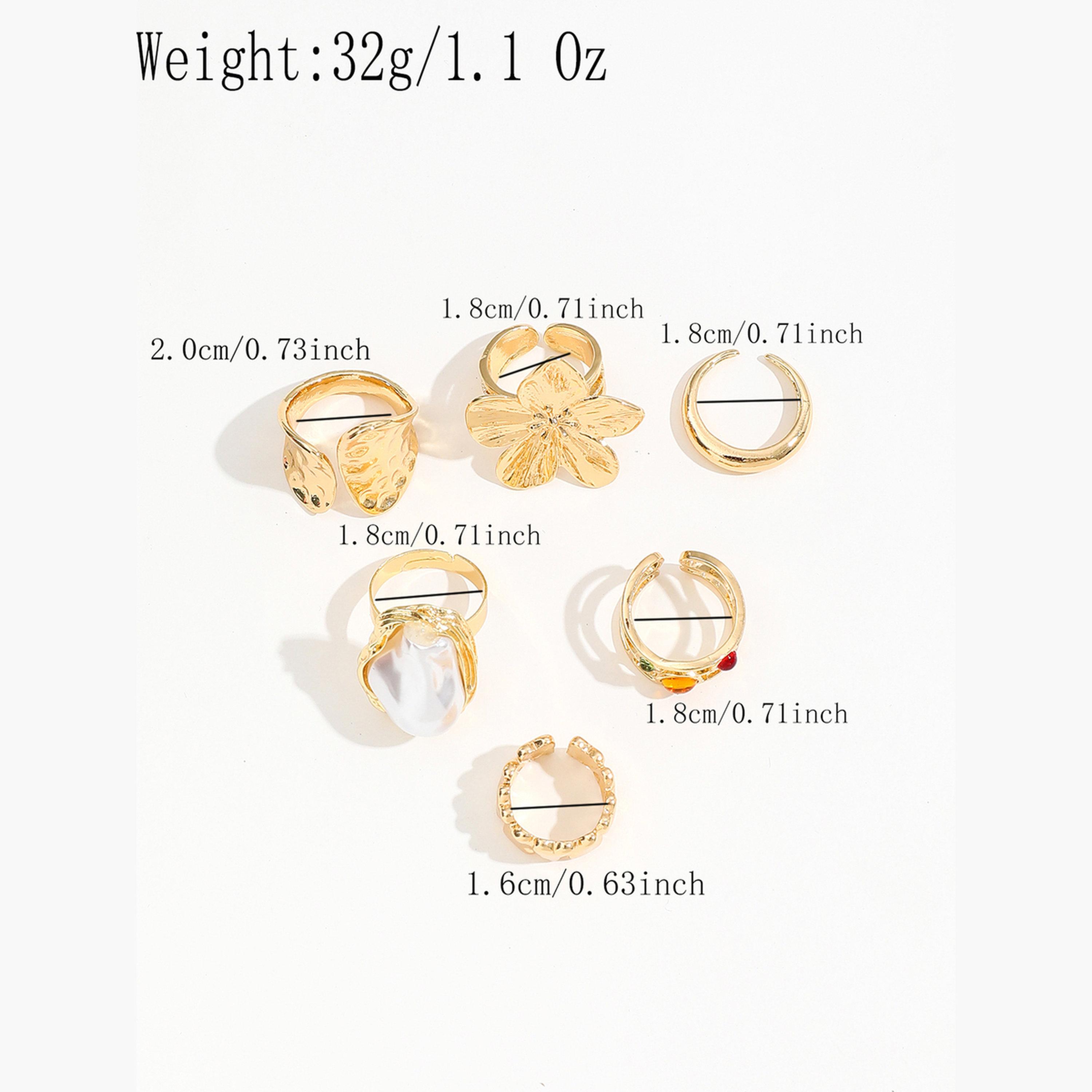 Take Two Women  Set of 6 - Faux Pearl Flower Decor Cuff Rings-women-watchesandjewellery-jewellery-rings-image-4