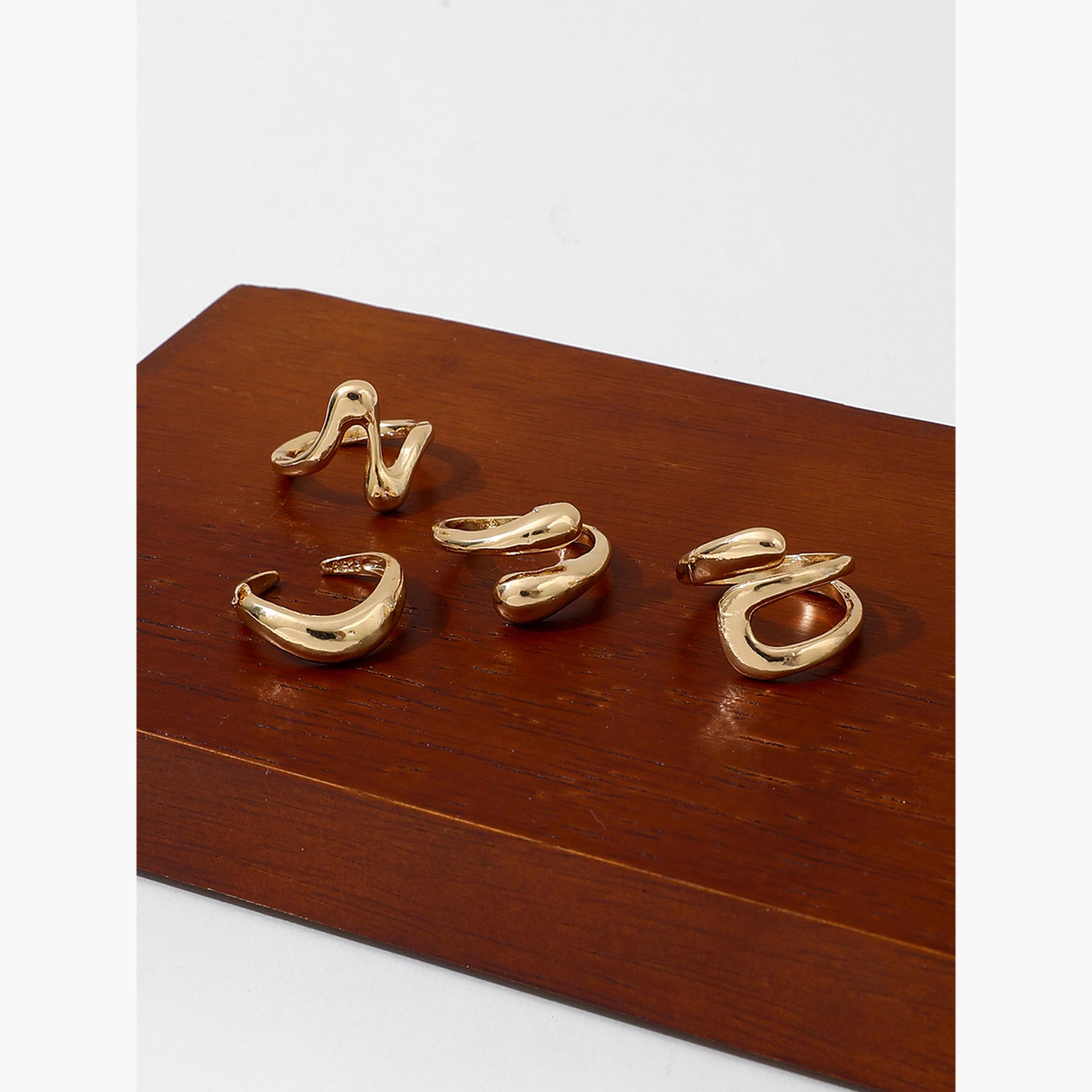 تيك تو - مجموعة من 4 خواتم ذهبية اللون-women-watchesandjewellery-jewellery-rings-image-3
