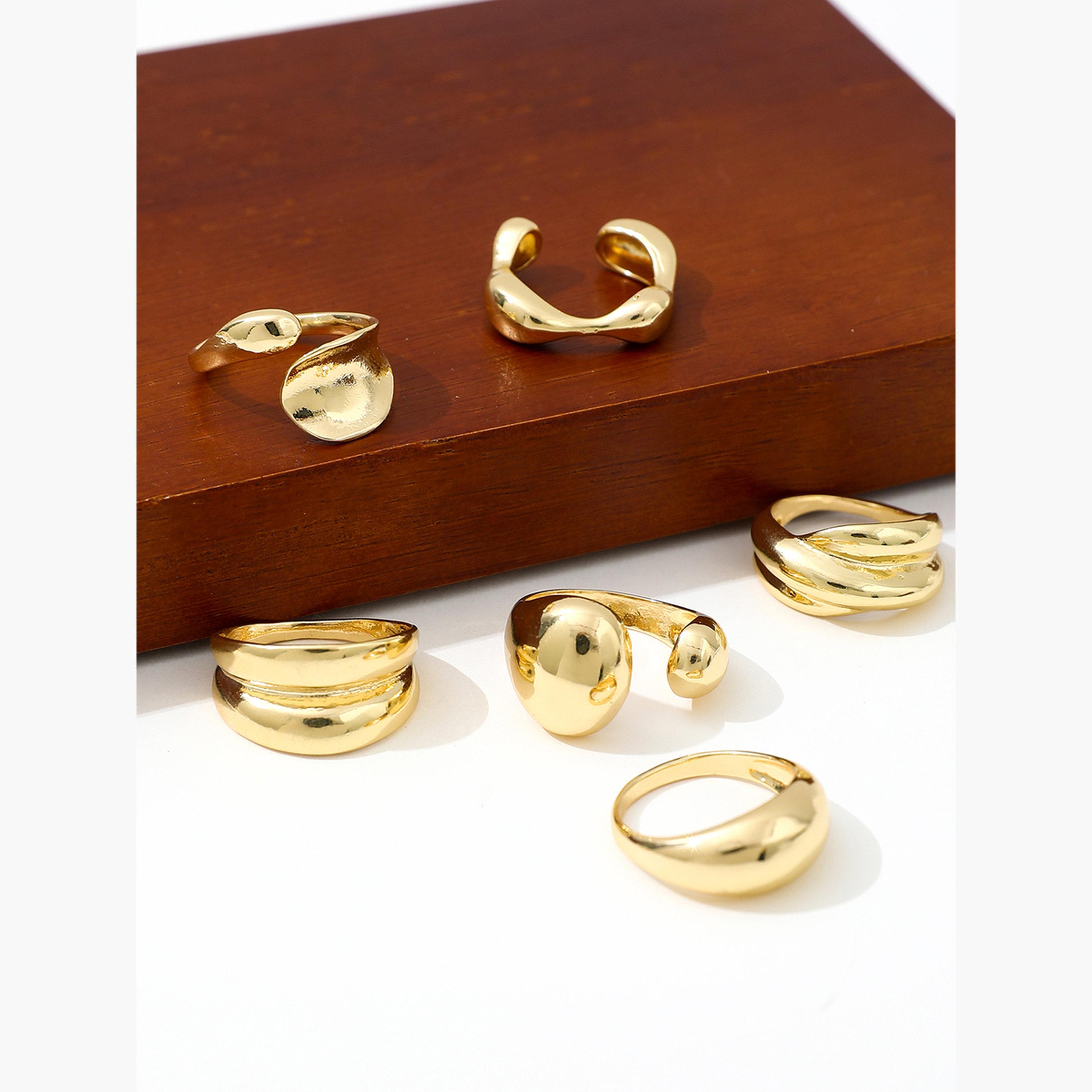 تيك تو - مجموعة من 6 خواتم سميكة متنوعة-women-watchesandjewellery-jewellery-rings-image-4