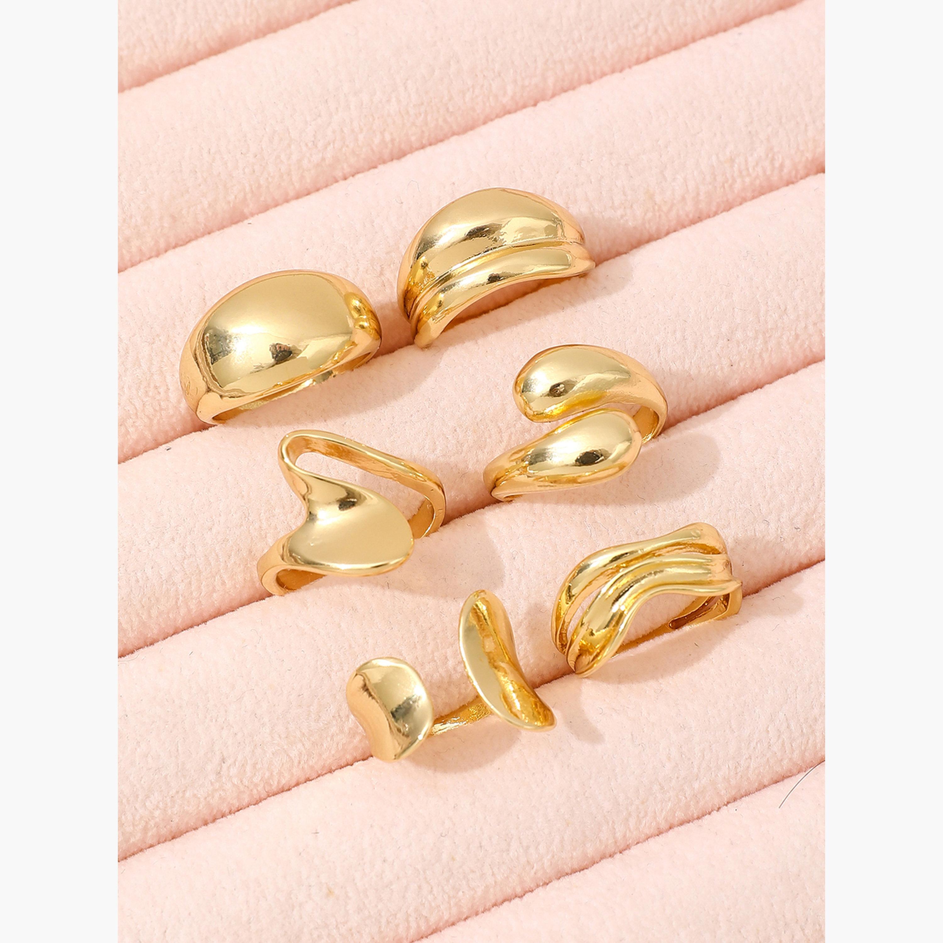 تيك تو - مجموعة من 6 خواتم سميكة متنوعة-women-watchesandjewellery-jewellery-rings-image-6