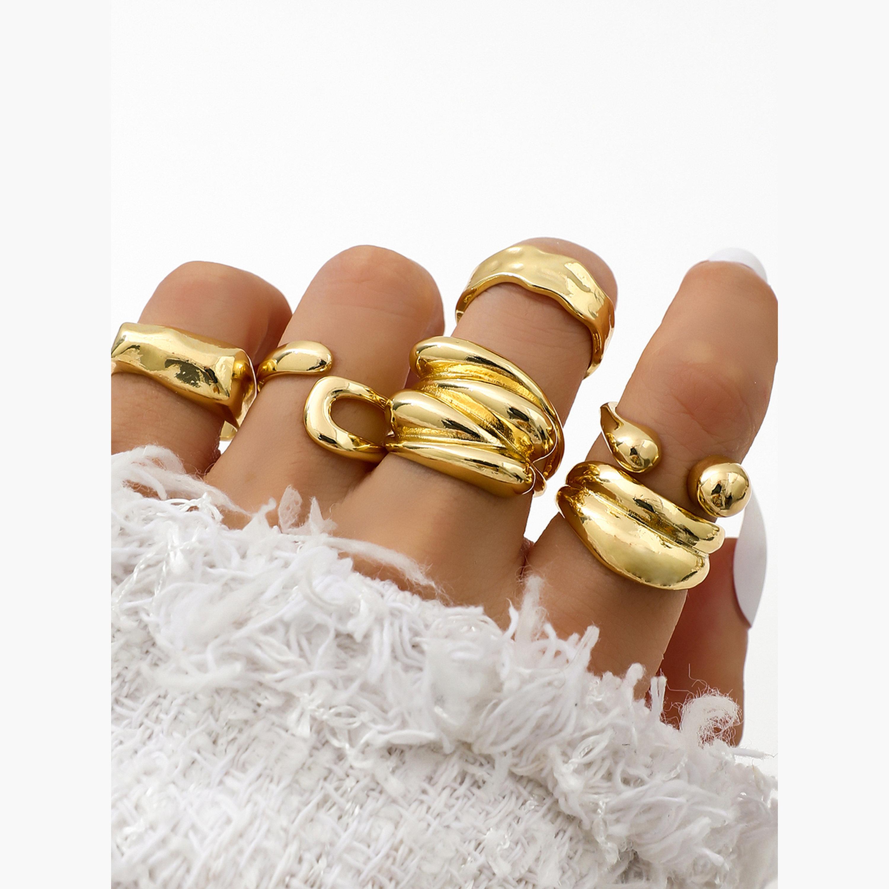 Take Two Women  Set of 6 - Gold Statement Rings-women-watchesandjewellery-jewellery-rings-image-3